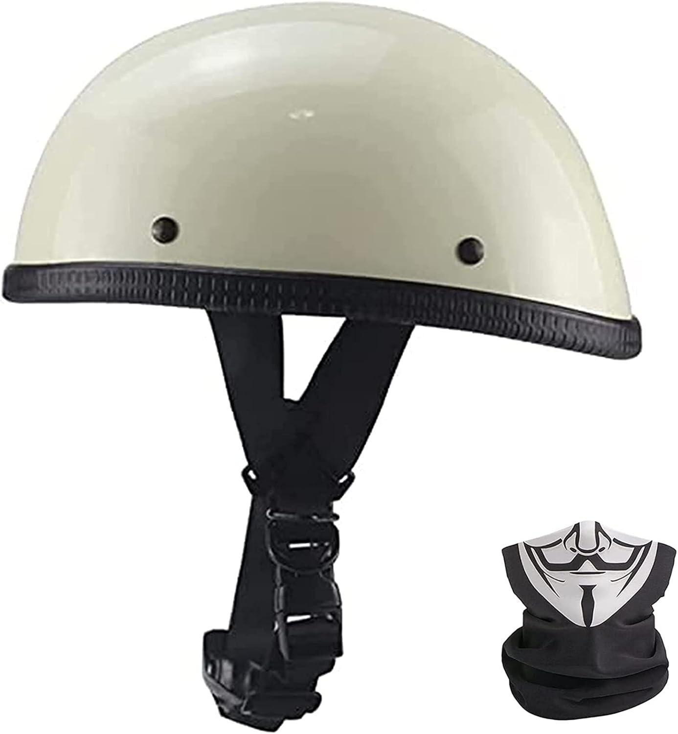 Retro Motorcycle Half Helmet-Dot Approved Men'S and Women'S Ultra-Thin Beanie Hat- Moped Scooter Half Helmet for Men Women Vintage Locomotive Motorbike Half Shell Helmet B,L=(59~60CM)