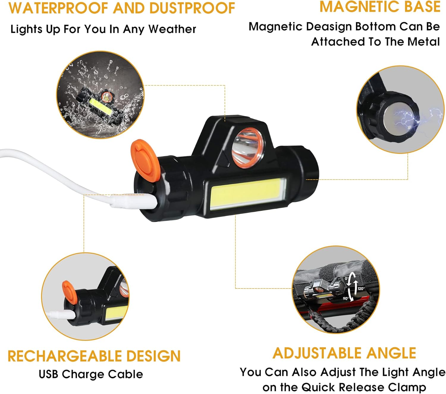 Sukemichi Handles Grab Roll Bar Grab Handles with Light for Jeep Wrangler Accessories TJ JK JL YJ Unlimited Rubicon Sahara 2 Door 4 Door Jeep Gladiator JT, Rechargeable Dome Light, Red, 2 Pack - For Jeep 2Pcs Black image number 2