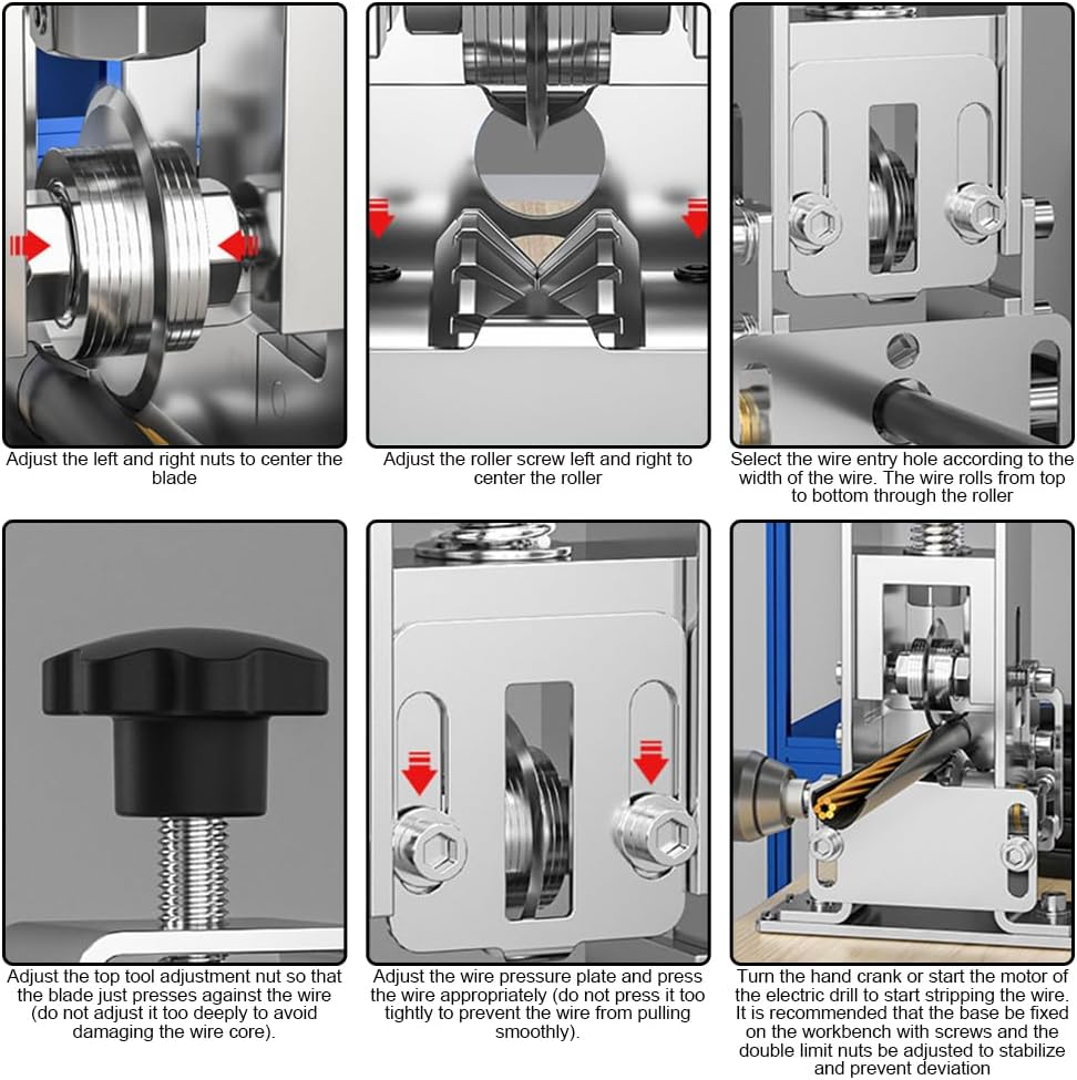 HHWRT Manual Wire Stripper Machine, Scrapping Copper Wire Peeler Machine, Wire Stripping Tool, Portable Frame Wire Peeler Kit, Drill Powered Hand Crank Wire Stripper Tool image number 3