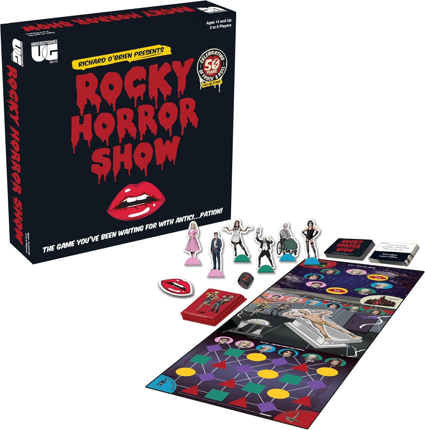 University Games Rocky Horror Show Board Game &ndash; 50Th Anniversary Edition, Immersive Interactive Party Game, Iconic Characters, Musical Fun, Ages 12+