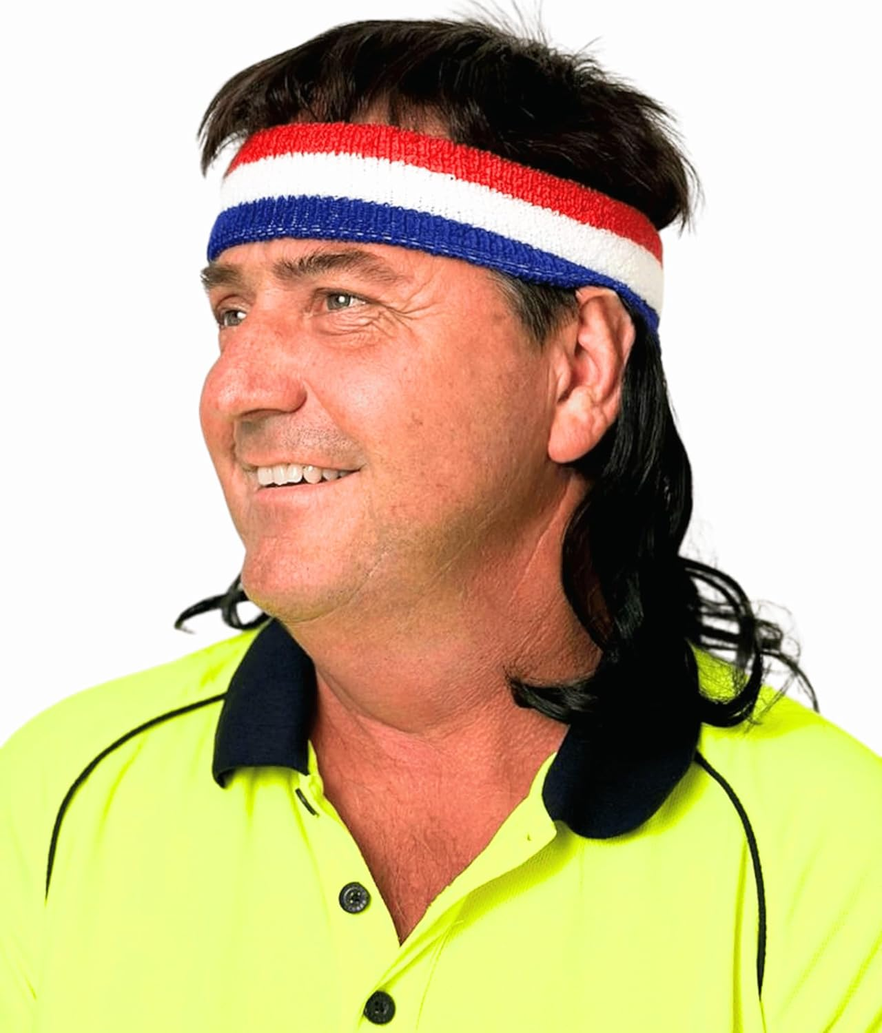 ALLAURA Mullet Headband Wig | 80S Wig Men Mullet Wig Men &mdash; One Size (Headband Included) (Black) - Blonde image number 2