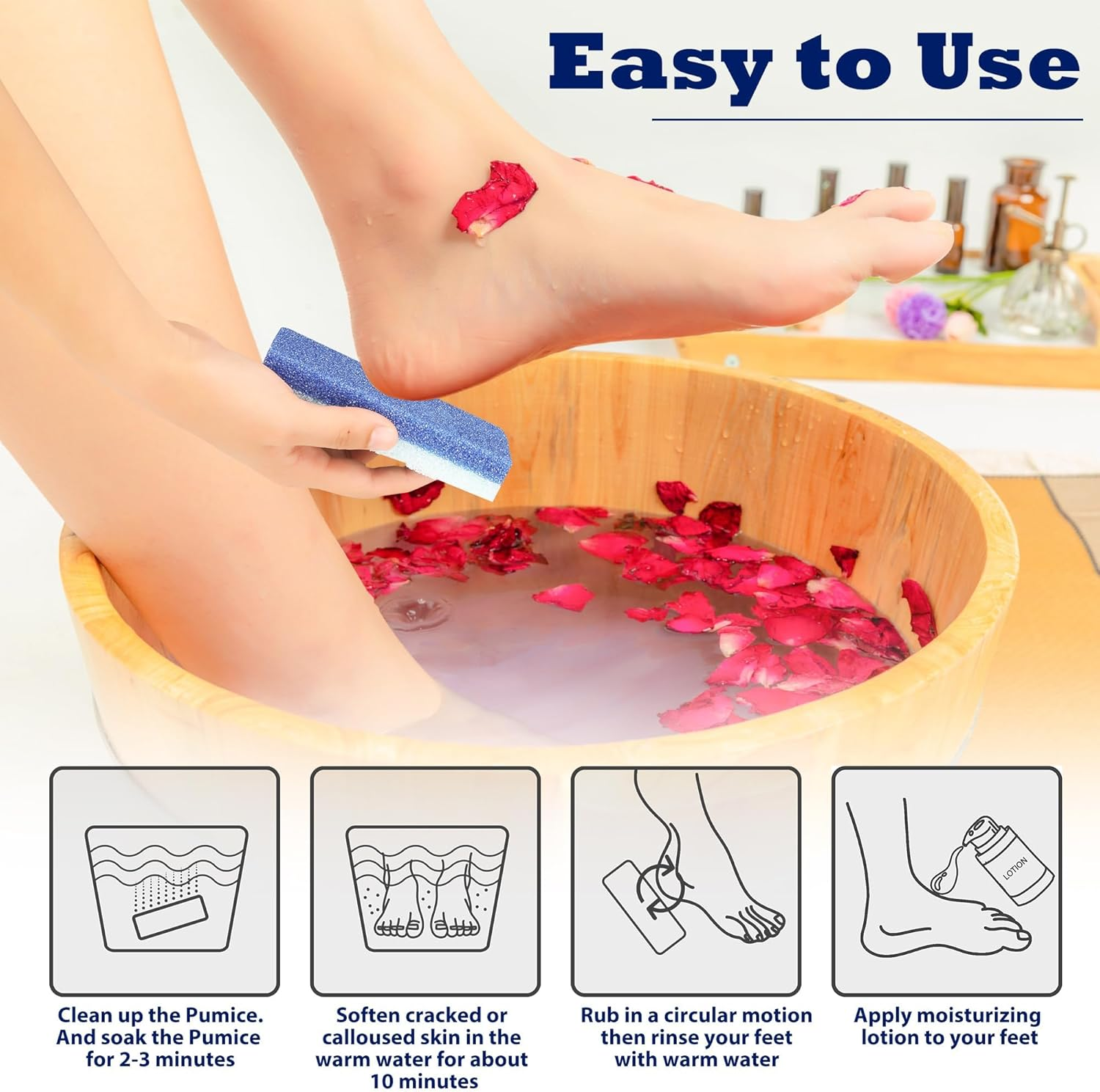 6 Pack Foot Pumice Stone, Callus Remover for Feet and Cracked Heel Repair, Quttly Pedicure Tools Foot Exfoliator and Scrubber Dead Skin Remover (6-Blue) image number 2