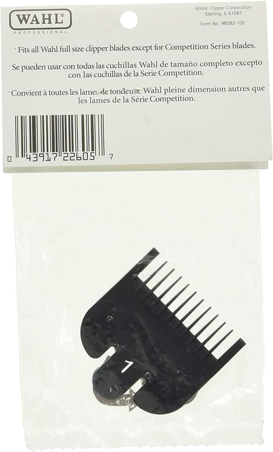 Wahl Professional 1/8 Inch Comb for Men'S Hair, Black, Plastic, Men'S Grooming, Hair Comb image number 4