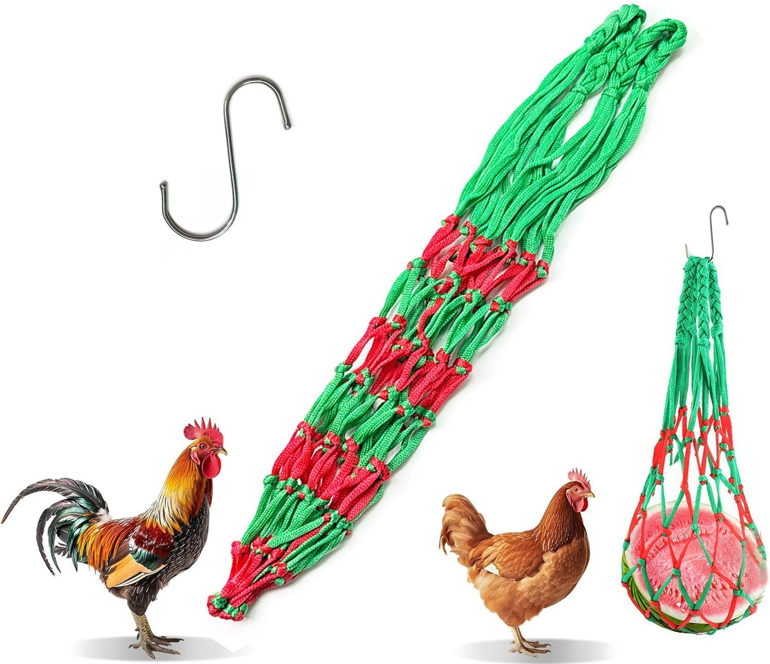 Hangable Chicken, Duck and Goose Feeding Net Bag, Parrot Feeder, Toys, Hanging Tool for Cabbage, Lettuce, Corn, Tomatoes (Green) image number 2