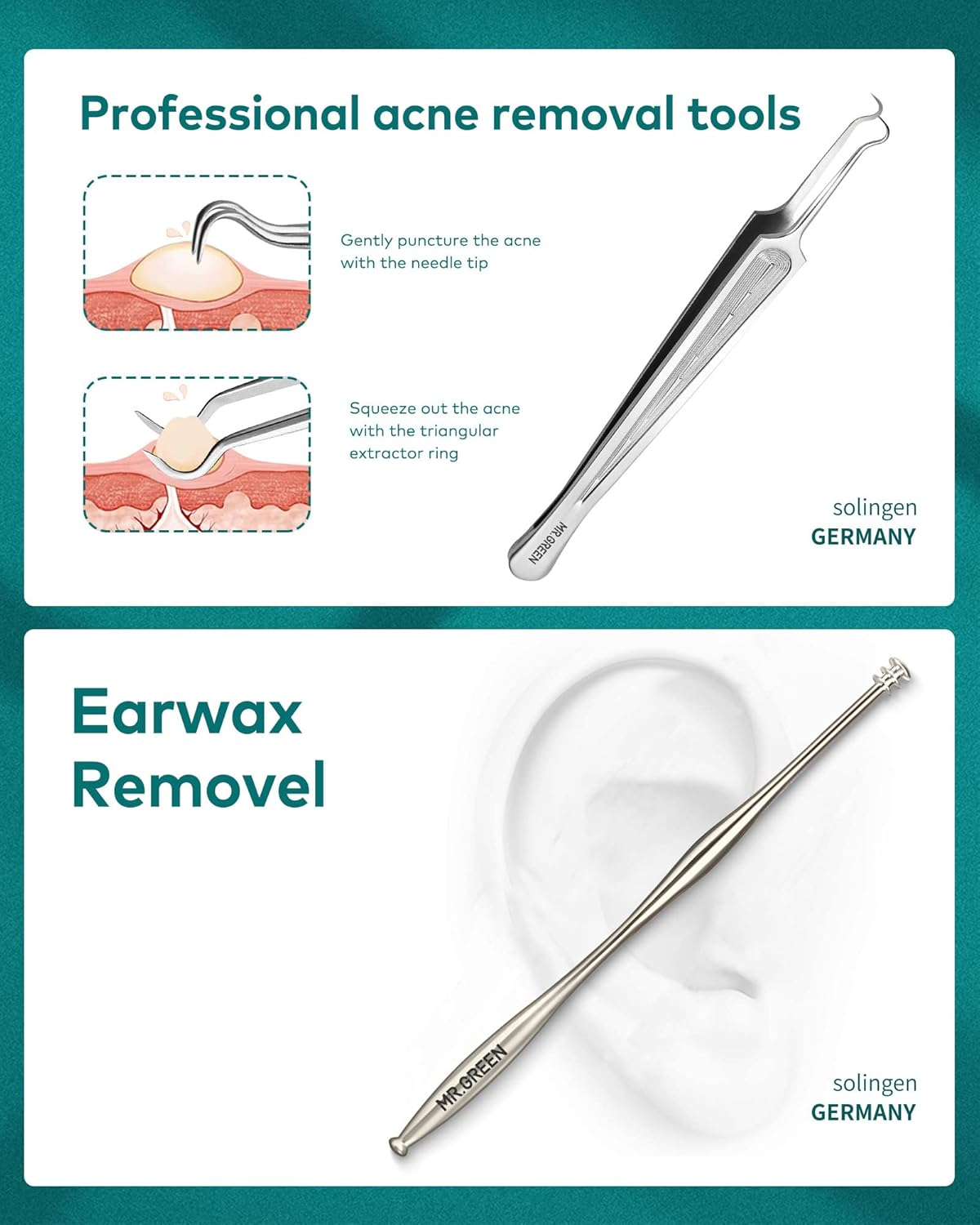 MR.GREEN Manicure Set 9 in 1,Professional Pedicure Kit,Stainless Steel Manicure Kit,Portable Travel Grooming Kit Nail Care Tools,Nail Clippers Pedicure Tools