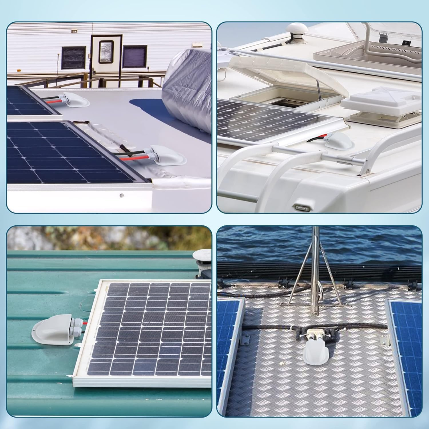 1Pcs Waterproof Solar Cable Entry Gland By, Weather Resistant Dual Cable Entry Housing for Solar Panels of RV Caravan and Marine, White image number 1