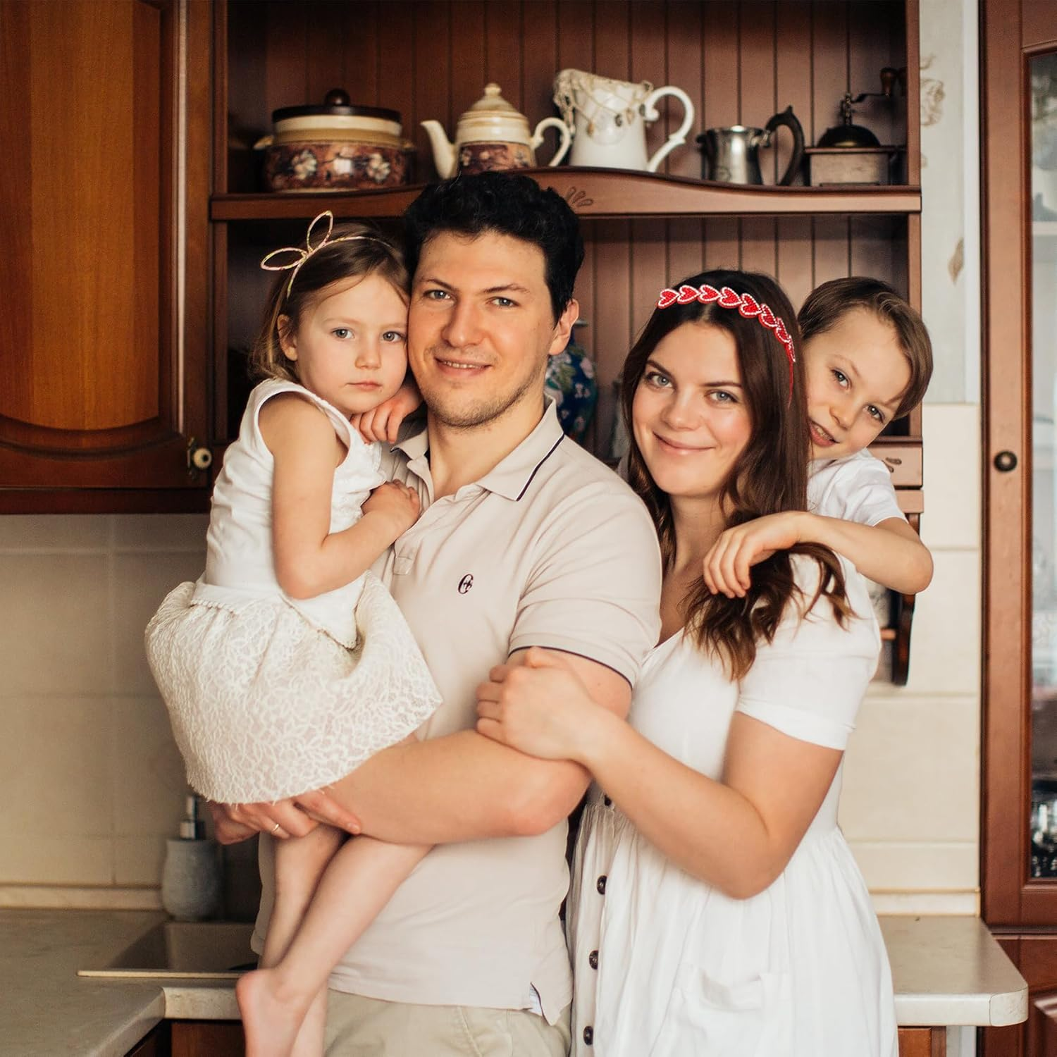 Red Sequin Heart Headbands, Pearl Heart Headband Glitter Love Heart Sequins Headband Pearl Hair Accessories for Valentine'S Day Wedding Birthday - Pink image number 2