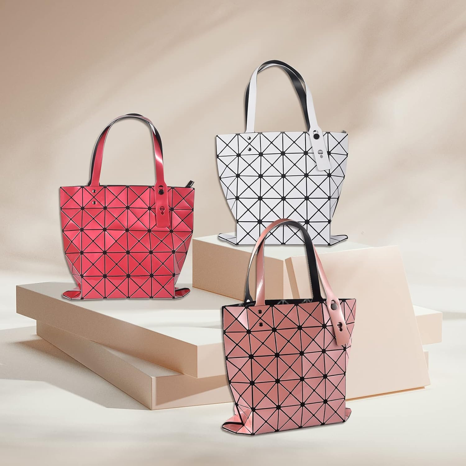 FOSIDEY Holographic Wallet, Versatile Geometric Stitching, Geometric Luminous Purse and Tote - Pearlescent Blue image number 6