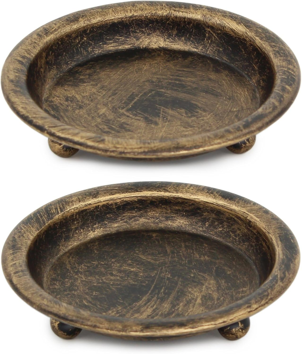 Matte Black Iron Candle Plate, Set of 2, Metal Saucer Style Candle Holder for Pillar/Scented/Flameless/Ball Candles, Decorative Candle Stand for Table Centerpiece