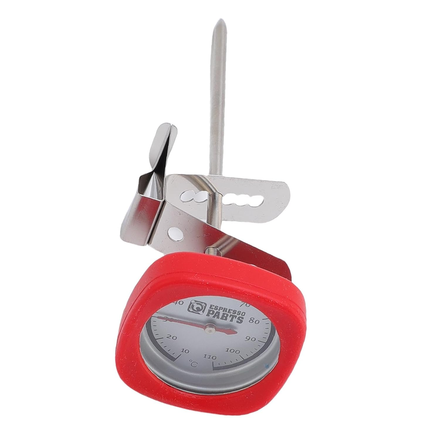 Pomya Read Milk Frothing Thermometer with Clamp/Holder for Coffee Lovers and Baristas 304 Stainless Steel (Red)