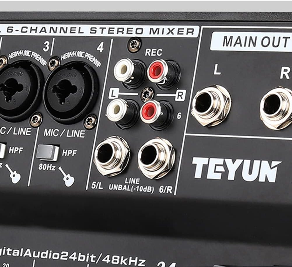 Mingzhe A6 6CH Protable Mini Mixer Audio Console with Sound Card USB Recording Singing Webcast Party Mixer image number 4