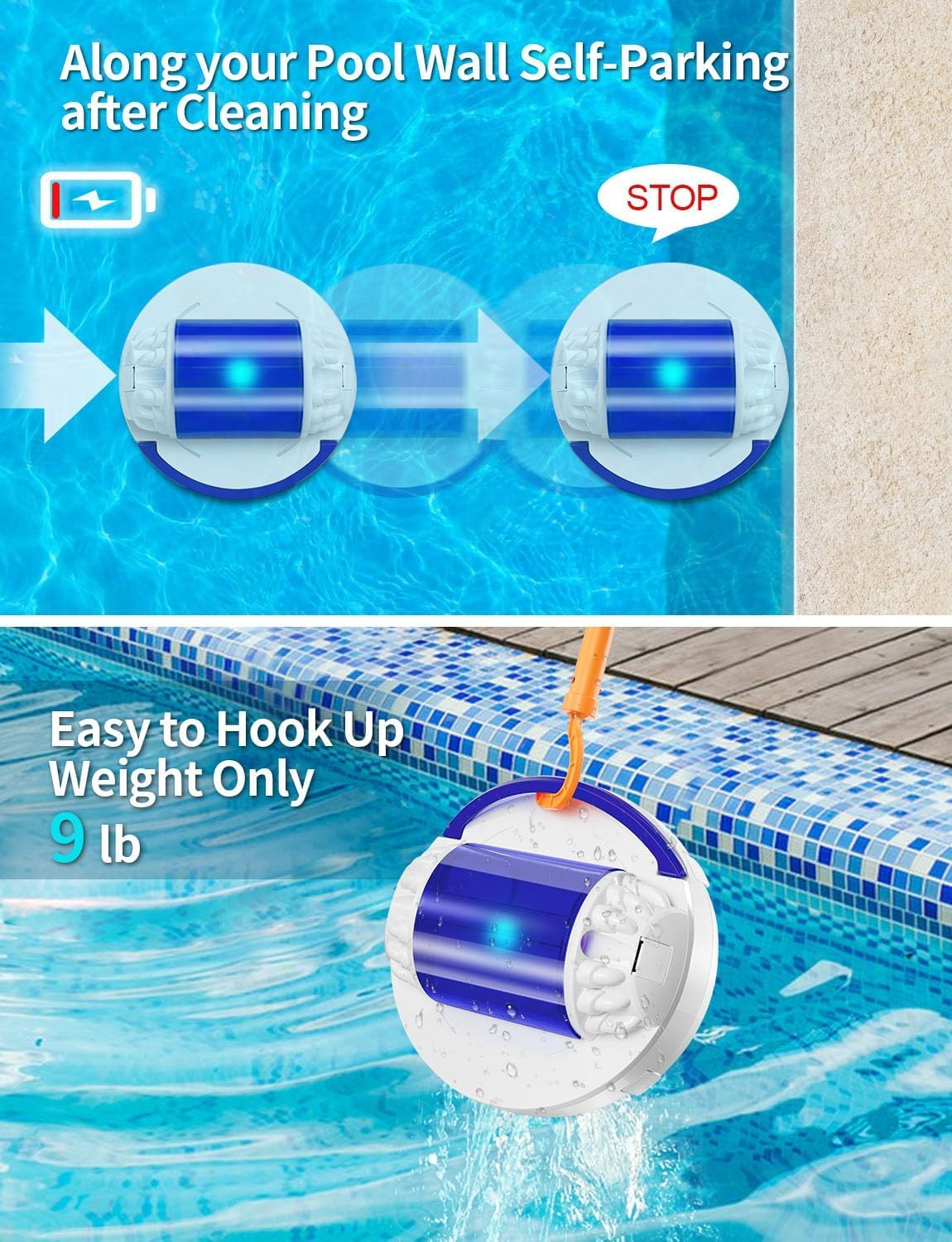X1 Robotic Pool Vacuum for above Ground Pool, Automatic Cordless Pool Cleaner with 45W Dual-Motor, Ideal for Above-Ground Flat Pool, 2L Debris Capacity image number 6