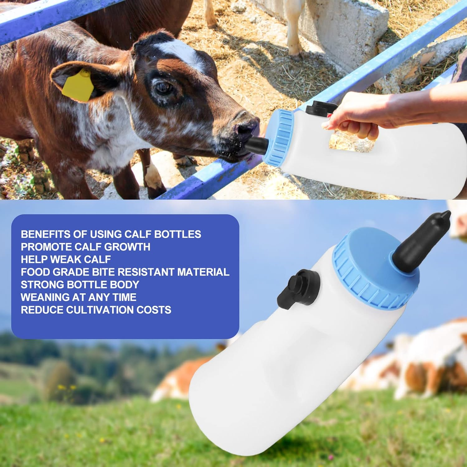 Goat Bottle, Feeding Bottle Lamb Milk Portable, 2.5L Lamb Milk Baby Goat Feeding Feeder Nursing with Handle, Calf Supplies for Small Animal image number 4