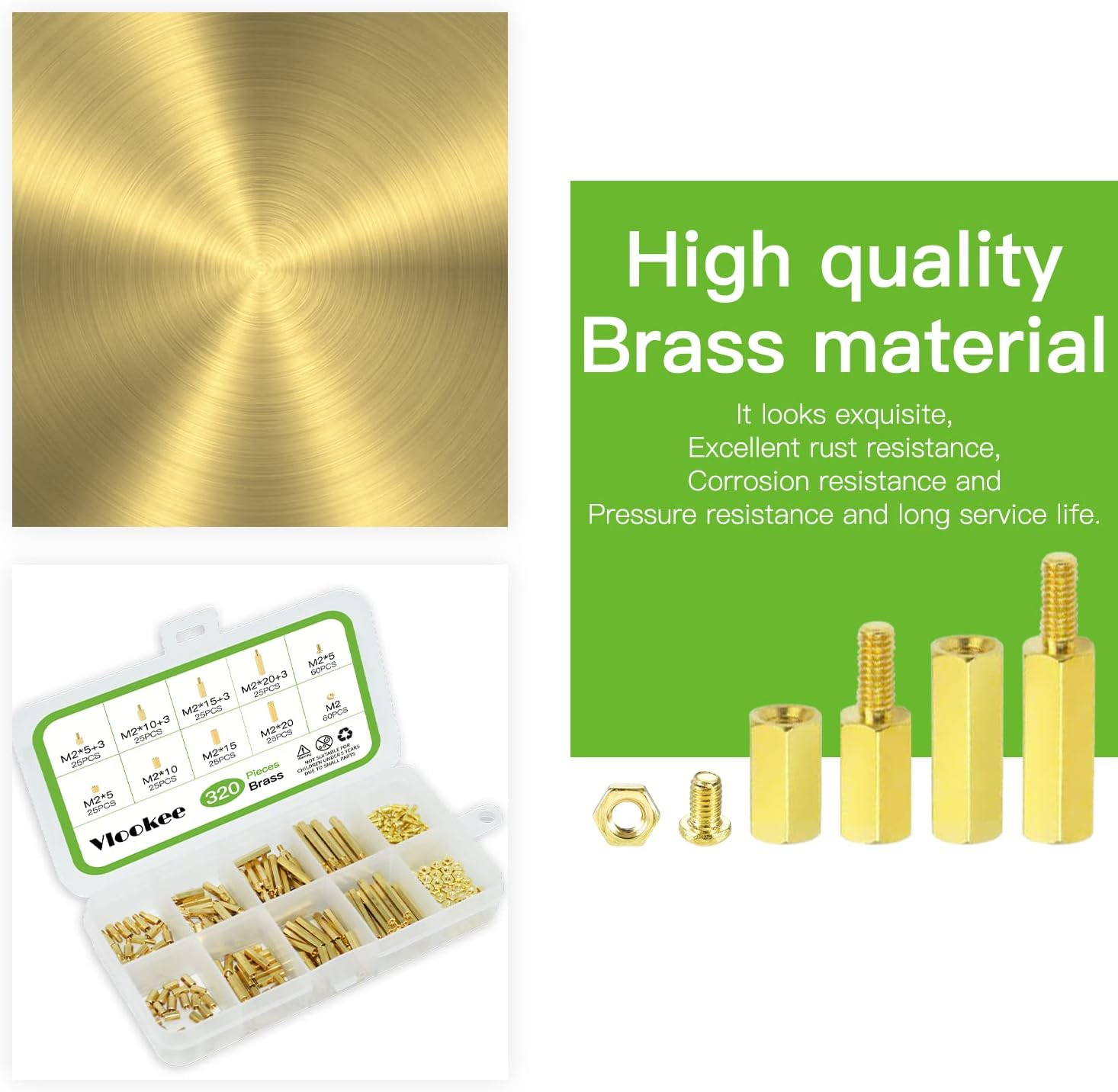 Vlookee M3 Standoff Kit 240PCS M3 Brass Male-Female Hex Brass Spacer Standoff Screw Nut Assortment Kit,Hexagon Threaded Pillar,Pcb Motherboard Circuit Board,Standoffs Mounting,With Storage Box image number 2