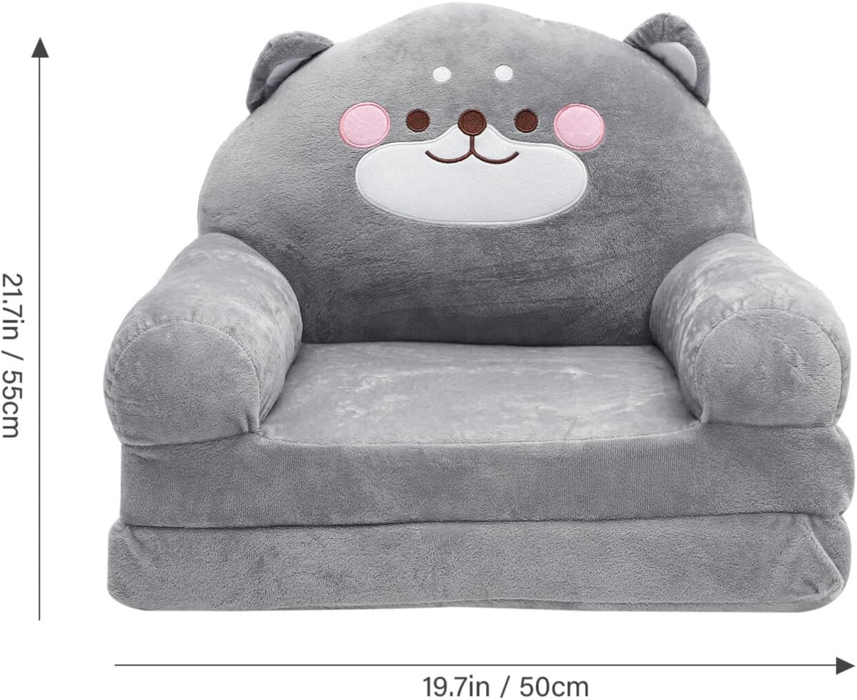 Holibanna Kids Couch Fold Out Soft Toddler Chairs Cartoon Elephant Shape Baby Armrest Chair Bed Lounge Sofa Princess Chair for Playroom Bedroom image number 6