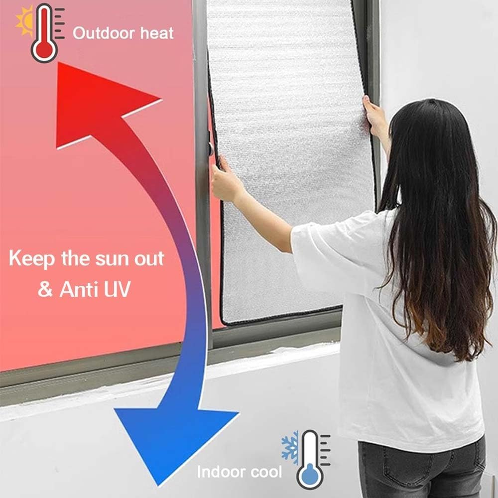 Thermal Insulation Reflective Film, with Suction Cup, Window Heat Reflector, for Home Office Garage Sunroom, Can Be Customized(Gray,140X100Cm/55.1X39.4In) image number 5