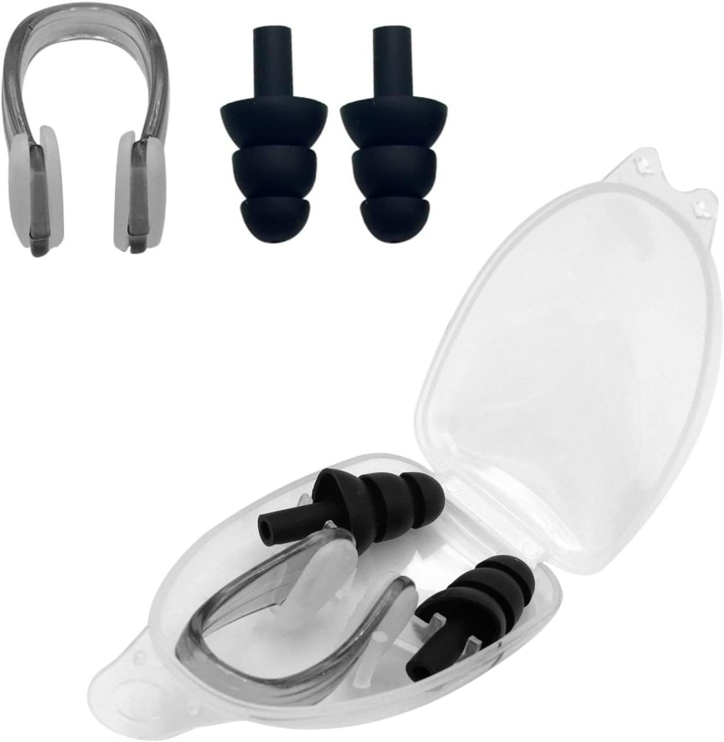 Waterproof Swimming Earplugs & Nose Clip Set 2Pcs Unisex Adult Swim Gear for Pool Snorkeling