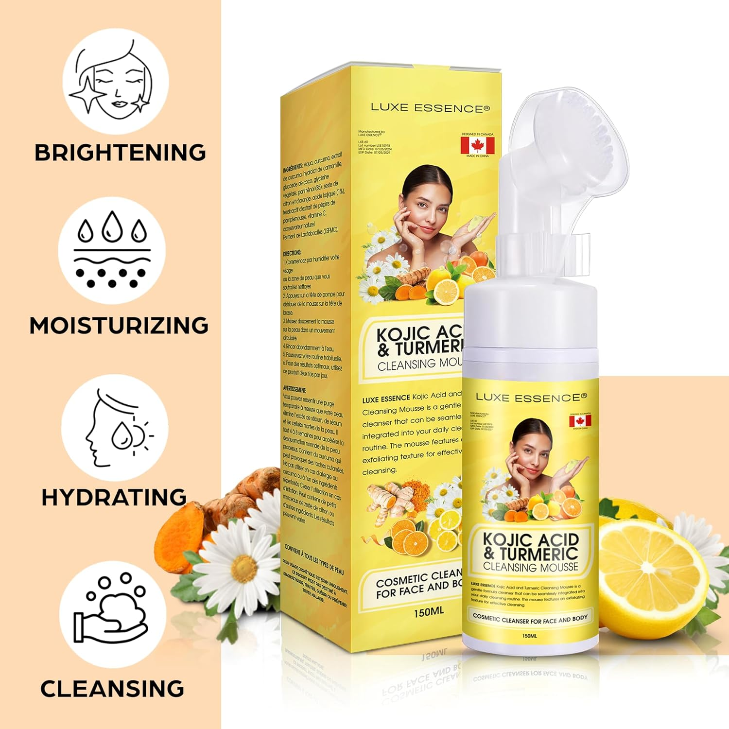 Premium Kojic Acid and Turmeric Mousse Cleanser 150Ml | Kojic Acid and Turmeric Infused Mousse Cleanser | Skin Brightening | Moisturizing and Hydrating | for Face and Body | Deep Clean for Men and Women and All Skin Types image number 5