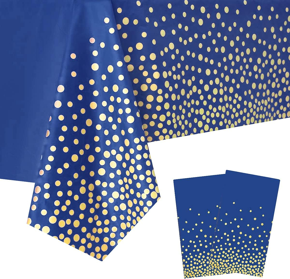 8 Packaging Black and Gold Plastic Tablecloth, 54 Inch X108 Inch Rectangular Disposable Dot Party Table Cover, Suitable for Birthday, Graduation, Restaurant, Wedding Decoration Tablecloth