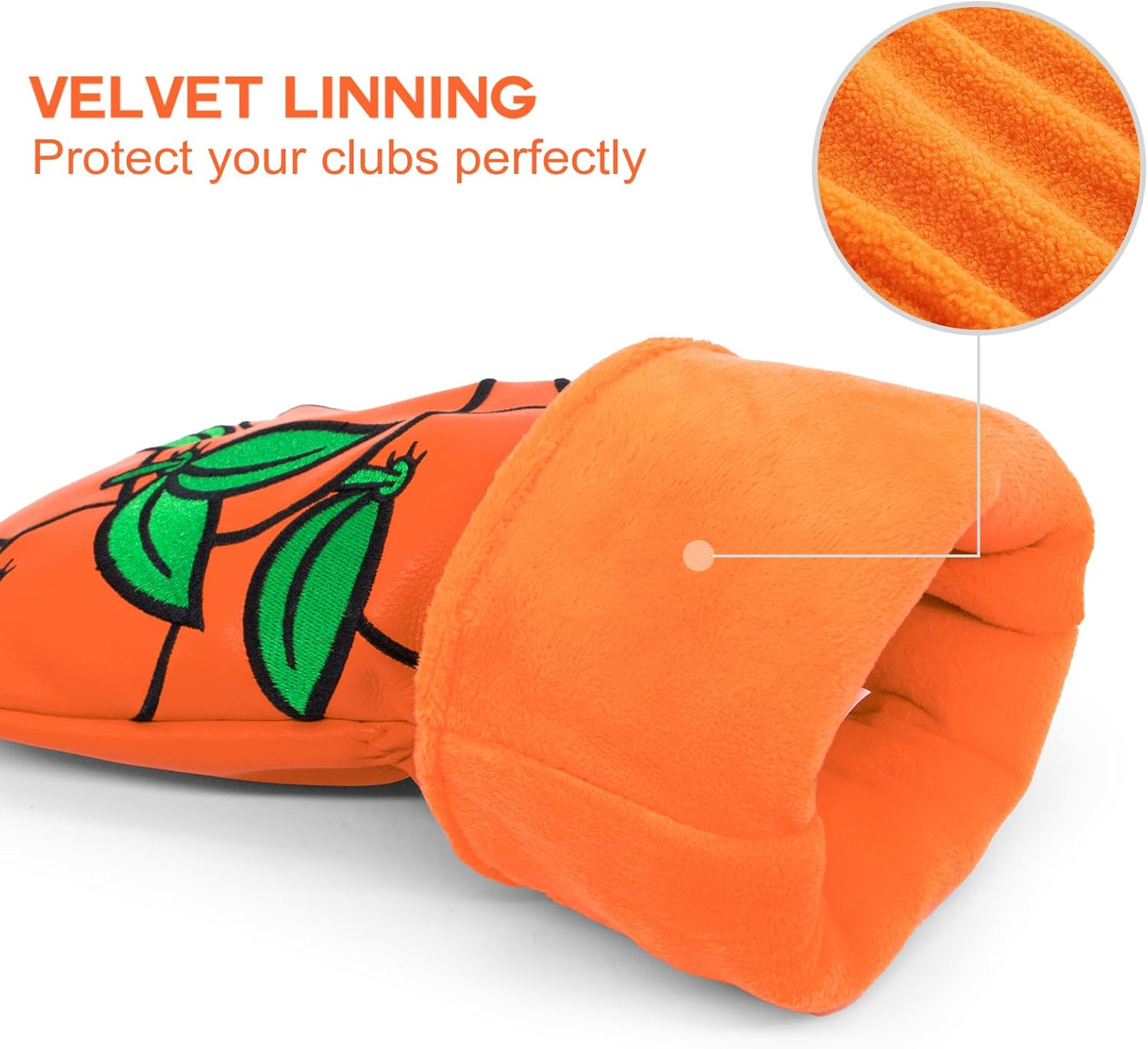 Montela Golf Club Covers Orange Golf Head Cover Driver Covers Fairway Wood Headcover Hybrid Cover Leather Golf Headcover for Scotty Cameron Taylormade Titleist Odyssey image number 1