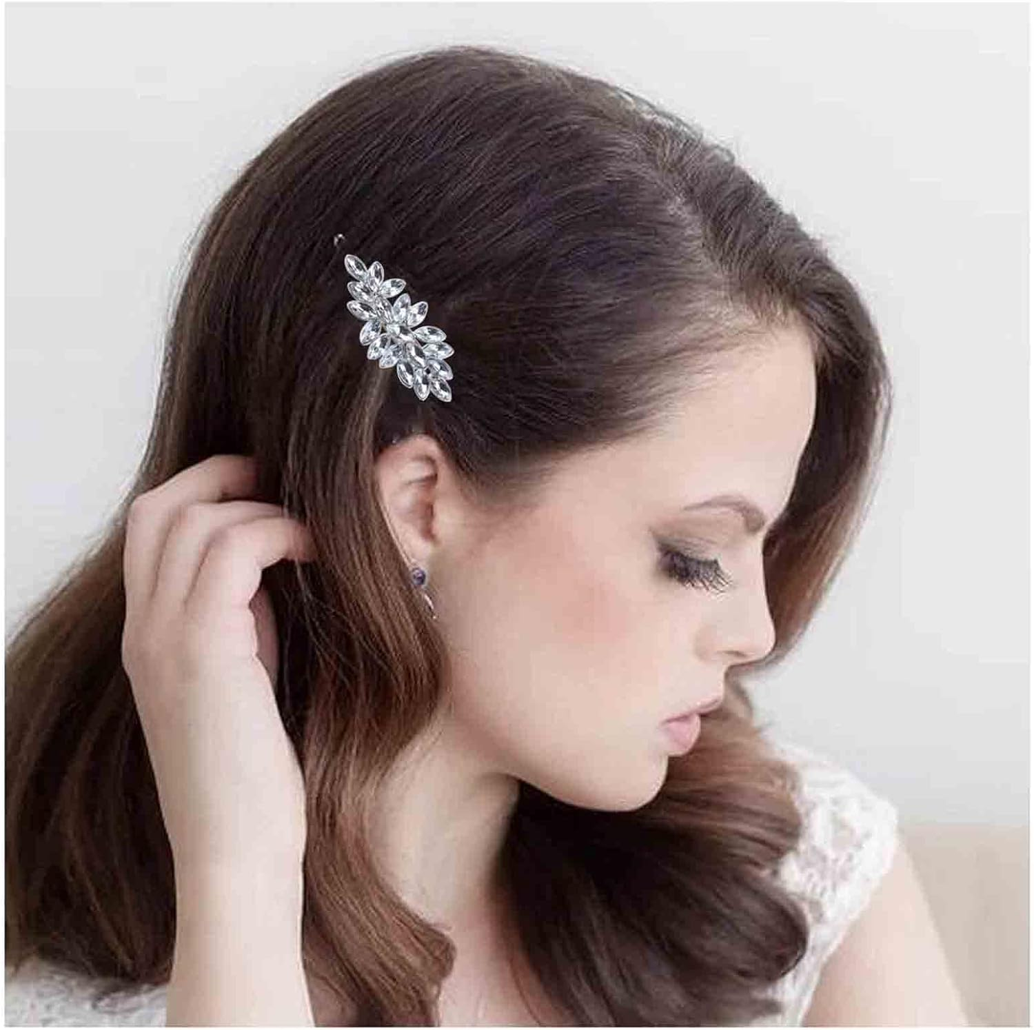 Yheakne Vintage Crystal Leaf Hair Clip Pin Gold Rhinestone Hair Clip Pin Shiny CZ Leaf Hair Clip Crystal Head Clip Decorative Bobby Pins Hair Accessories for Women and Girls (Gold)