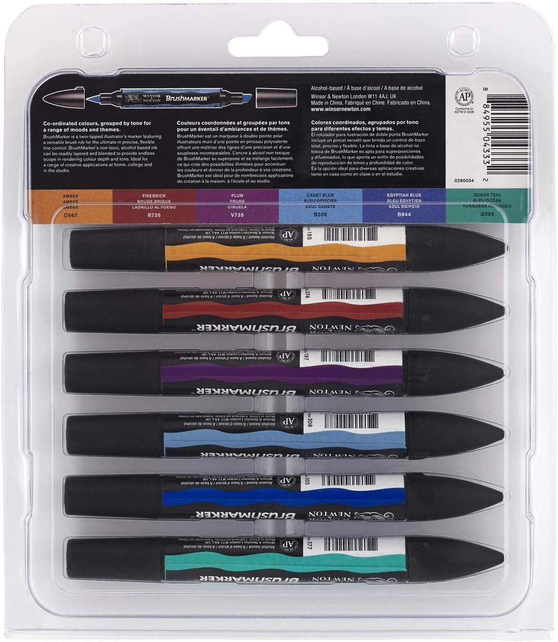 Winsor & Newton Rich Tones Brushmarker 6-Pieces Set image number 1