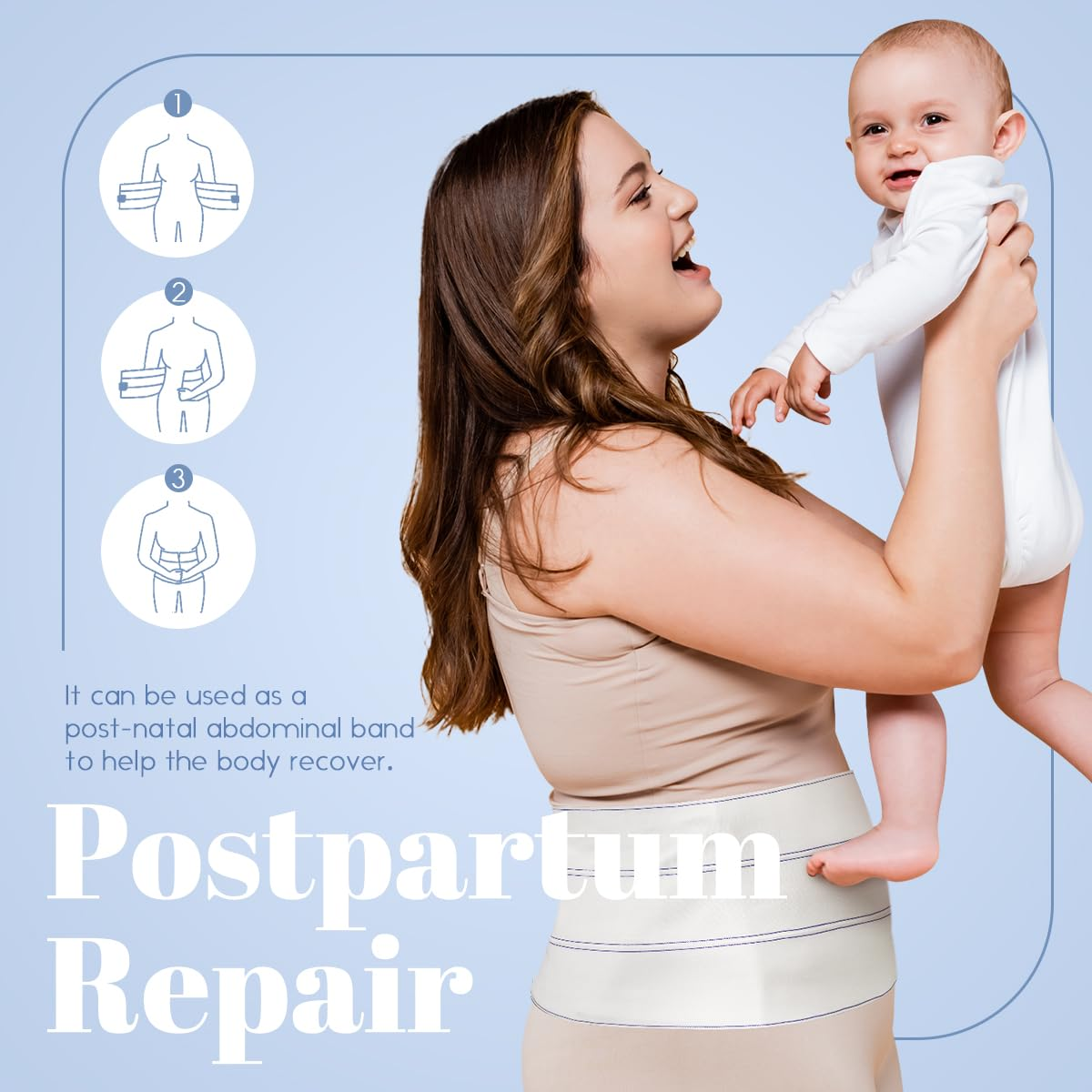 Abdominal Binder for Women and Men, 9-Inch Wide Stomach Binder after Surgery, Hysterectomy Belly Band, Abdominal Compression Garment Wrap, Belly Binder (60&rdquo; - 75&rdquo;) White, White, 60-75 Inches image number 3