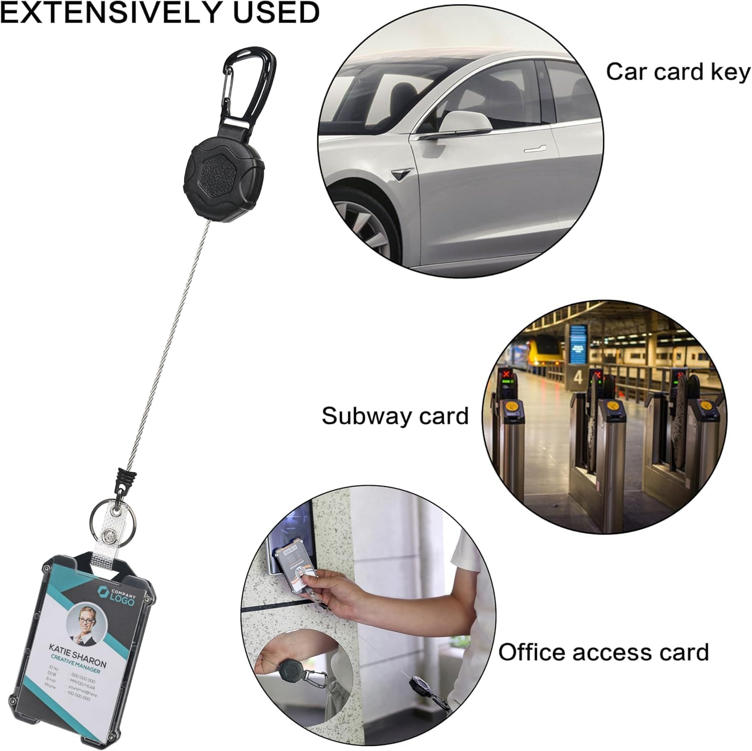 2 Pack Heavy Duty Retractable Badge Reel ID Badge Holder with Breakaway Lanyard Retractable Key Chain Carabiner with ID Cards Holder Cool Tactical ID Holder with Clip image number 6