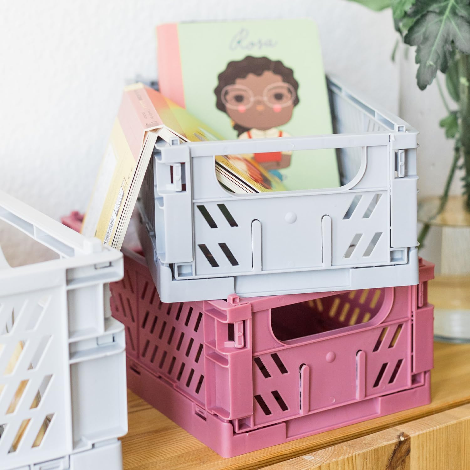 Kindsgut Clara Folding Storage Box Set, Foldable Plastic Storage Box, More Organisation in Subtle Colours and Simple Design, Stackable, Clara image number 4