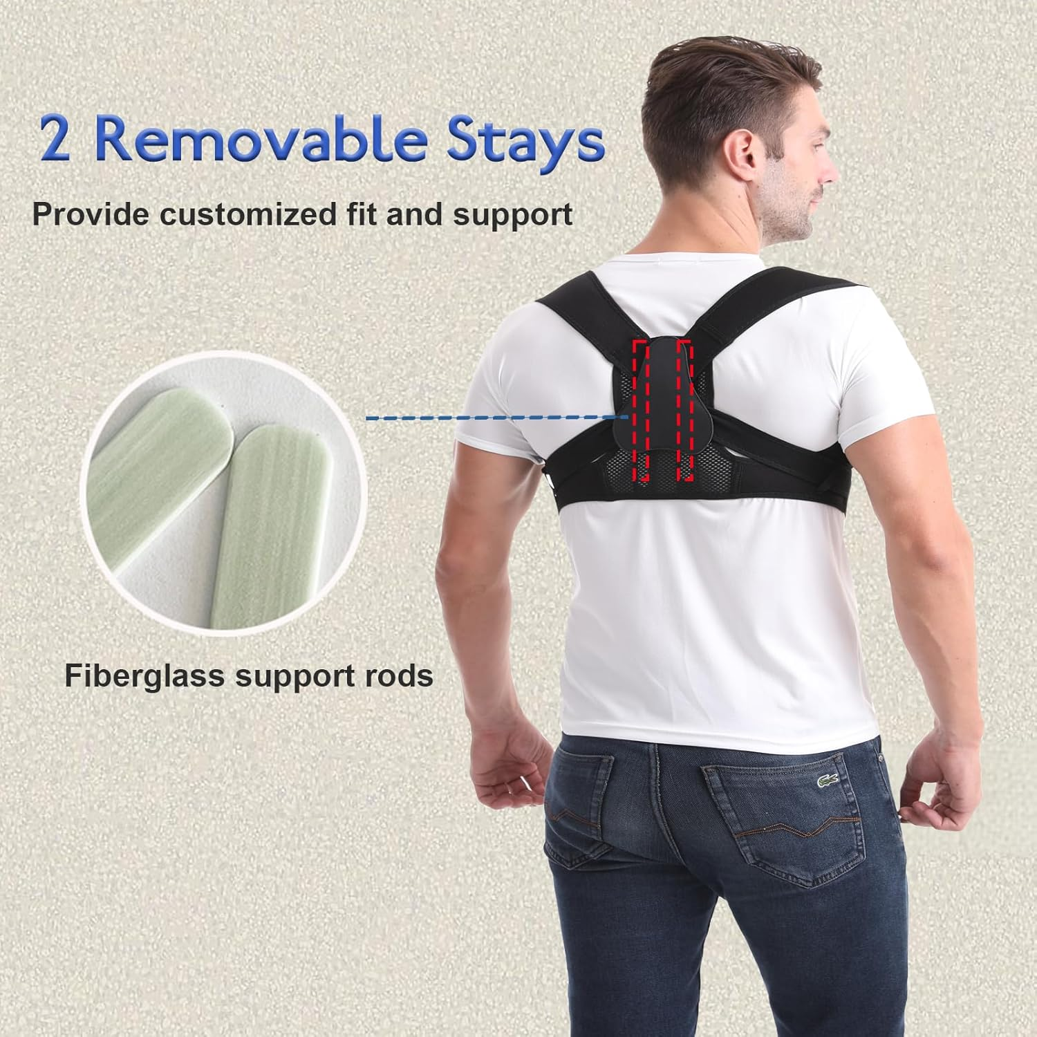 Paskyee Posture Corrector for Women and Men，Adjustable Back Brace for Scoliosis, Hunchback Correction, Back Pain, Spine Corrector, Invisible under Clothes Black L/XL image number 1