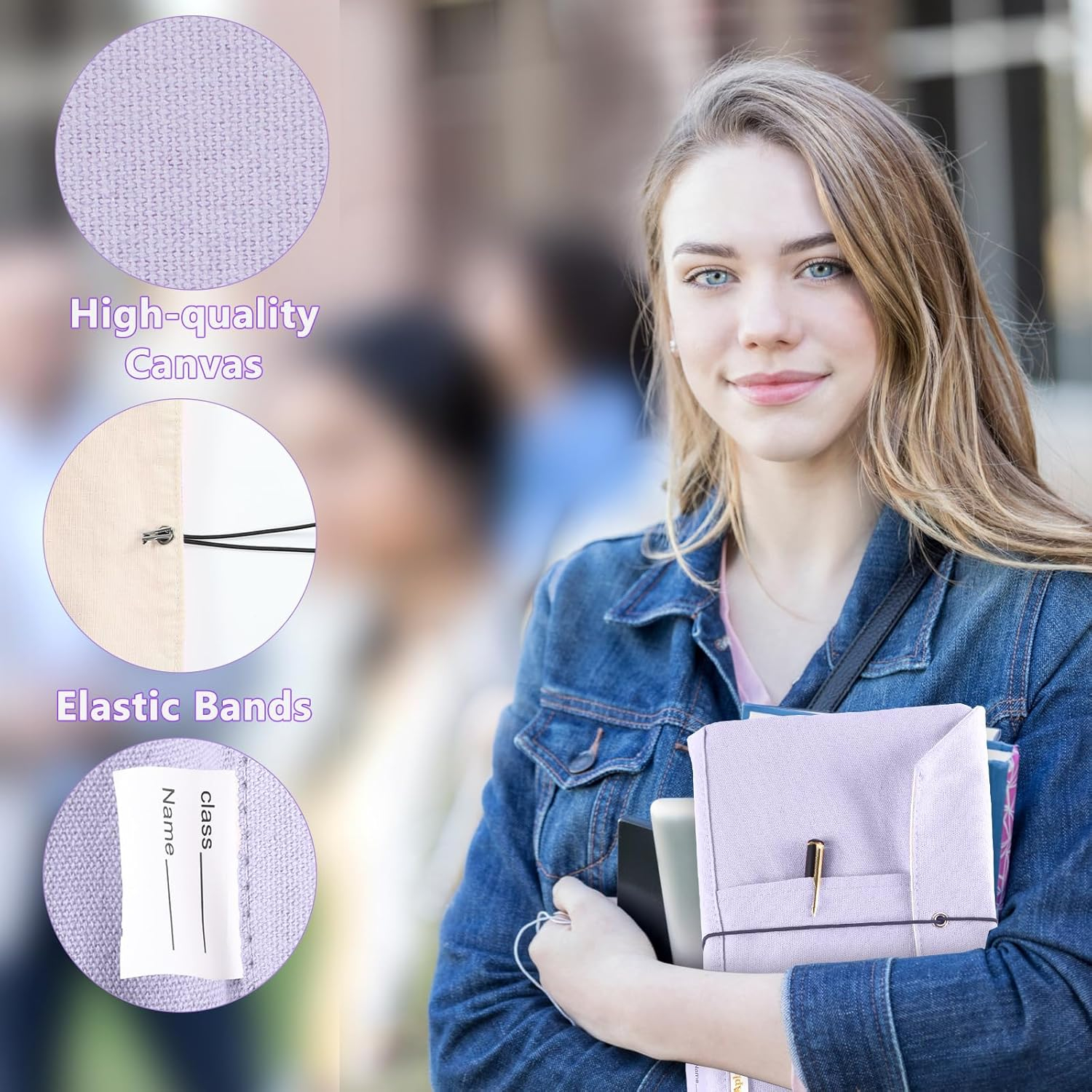 Canvas Book Covers, Washable Book Protector, Book Cover for Paperback Novels, Adjustable Book Cover for Hardcover with Pockets for Pen, Soft Cover Books, Book Lovers Gifts image number 4