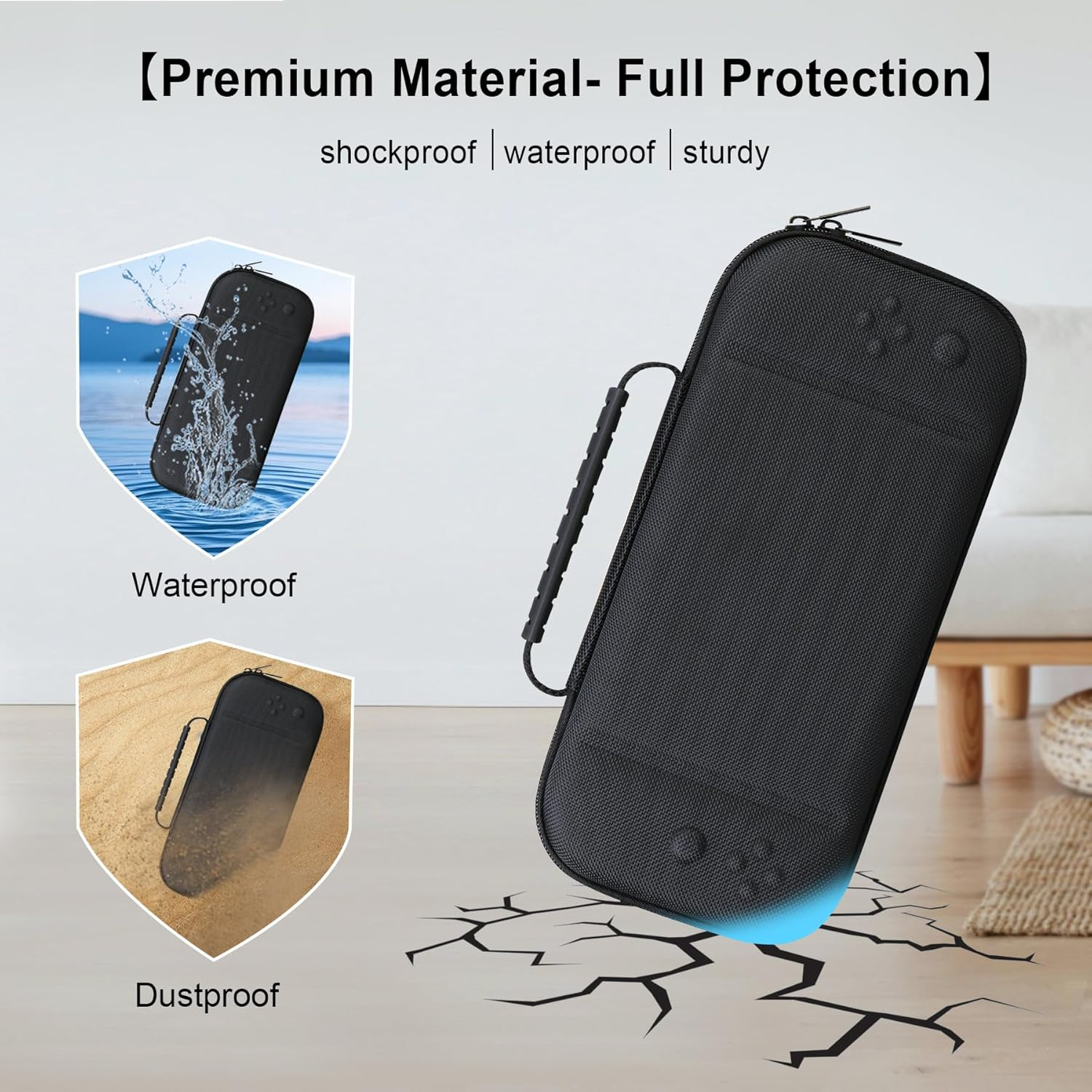 Elonbo Carrying Case for Nintendo Switch 2 (2025), Switch 2 Games Controller Grip Hard Travel Bag, Game Player Organizer Holder, Mesh Pocket Fits Joy-Con Cables, Black - Purple-Blue image number 7