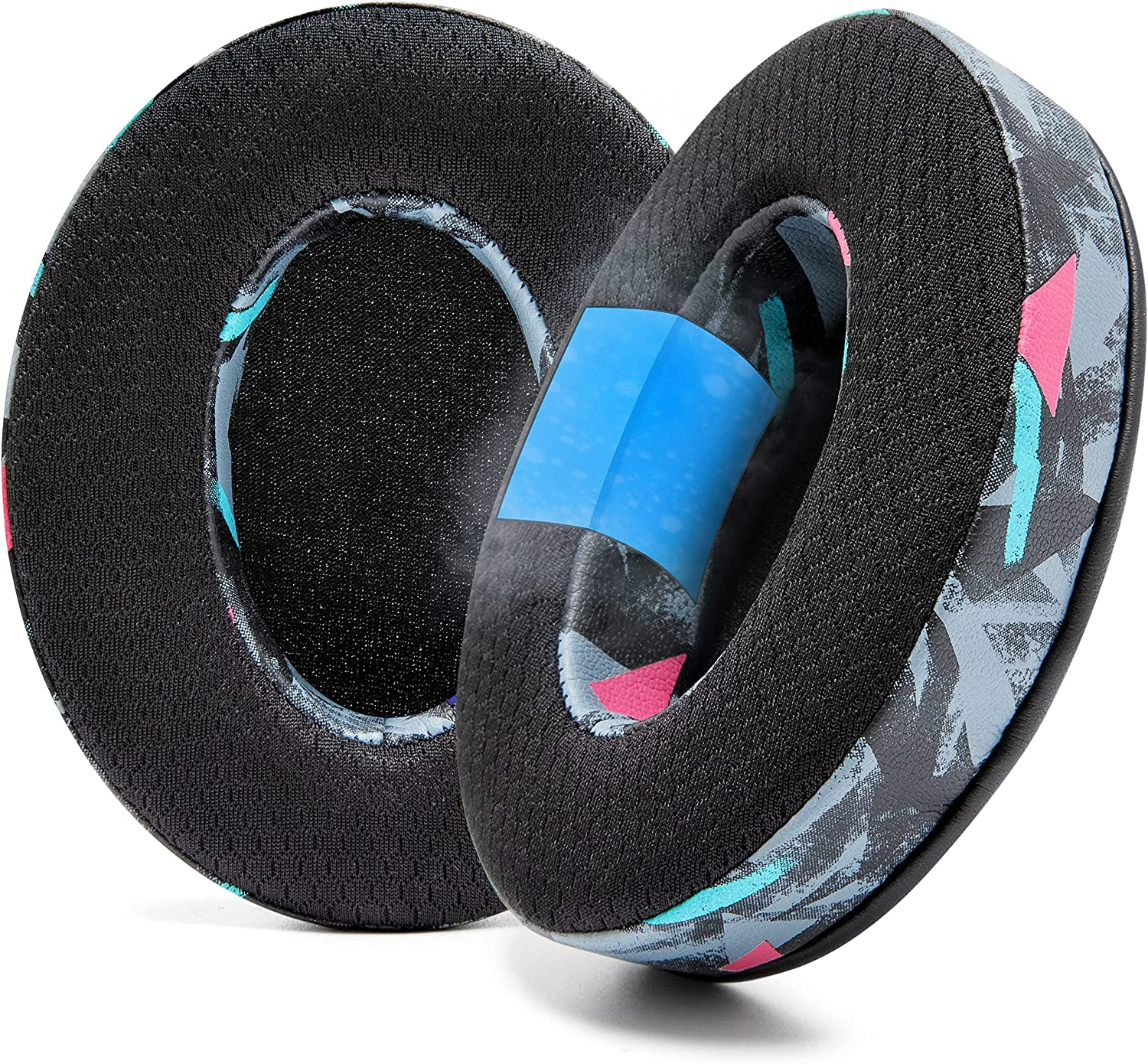 WC Freeze Hybrid Fabric Cooling Gel Replacement Earpads - Compatible with Hyperx Cloud, Steelseries Arctis, ATH M50X, Turtle Beach Stealth & More - Comfortable & Cooler for Longer | Speed Racer