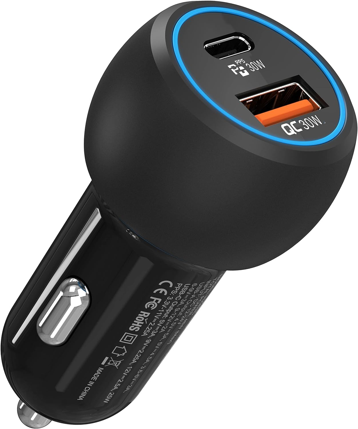 USB C Car Charger, Total 60W Car USB Charger 2 Port Fast Charge [30W PD&30W QC3.0], Flush Fit Fast Car Charger Adapter Compatible with Iphone 14/13/12/11, Galaxy, Pixel, Tablet and More image number 2