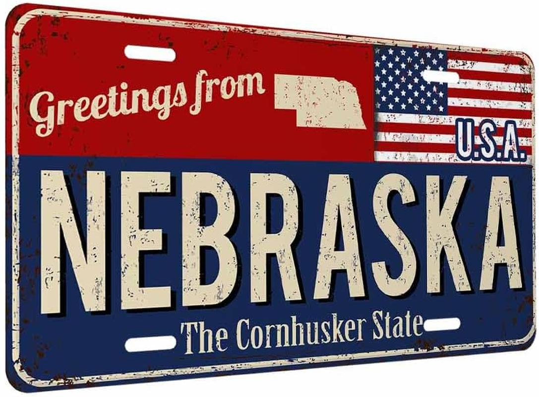 Amcove License Plate Greetings from Nebraska Vintage Rusty Metal Sign with American Flag Aluminum Metal License Plate Car Tag Novelty Home Decoration for Women Girls Men Boys,6 X 12 Inch - Multi Lp03 image number 4