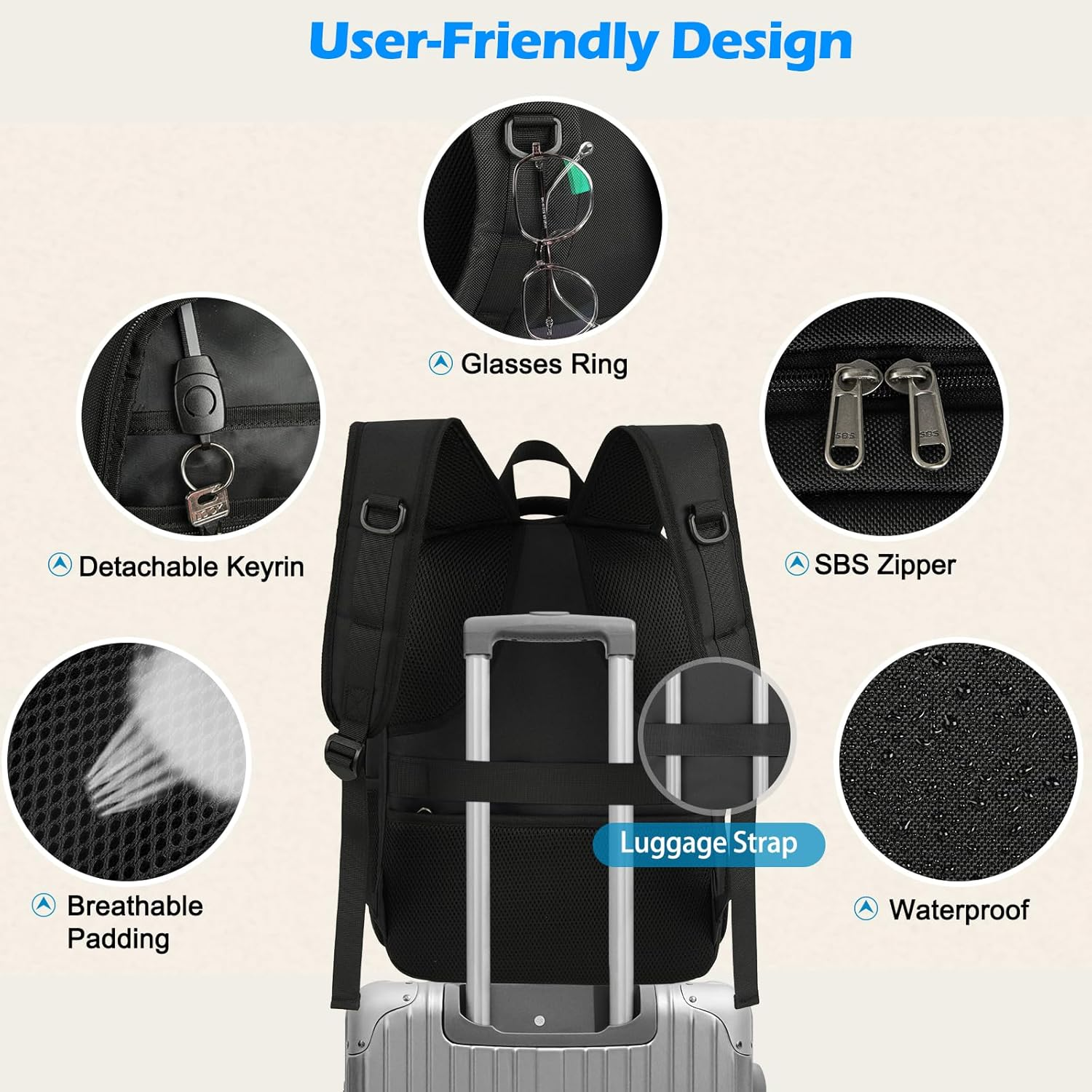 NEWHEY Lunch Backpack 17.3 Inch Laptop Backpack with USB Charging Port Waterproof Travel Backpack Portable Computer Backpacks image number 5