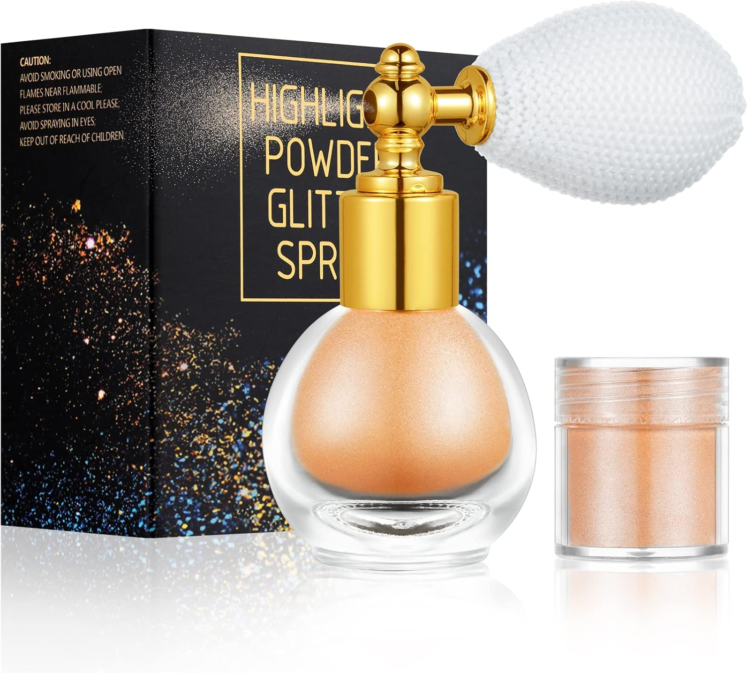 AOOWU Glitter Spray for Face, Body and Hair - Makeup Sparkle Powder Cosmetic Shimmer Highlighter for Christmas Rave Party (Champagne)