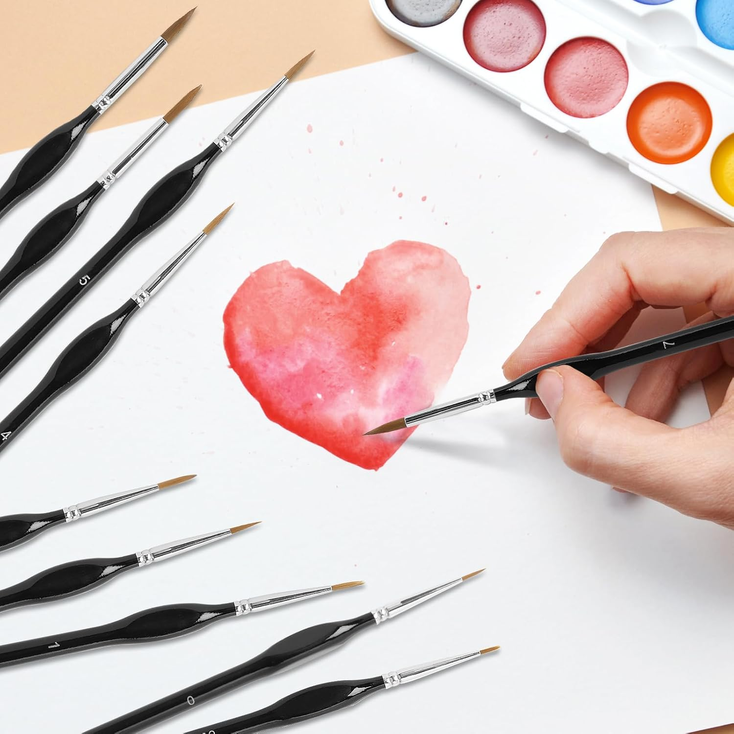 11 Pcs Detail Paint Brush Set - Professional Fine Tip Miniature Brushes for Acrylic, Watercolor & Oil Painting - Perfect for Model Kits, Nail Art & Rock Painting (Black) image number 4