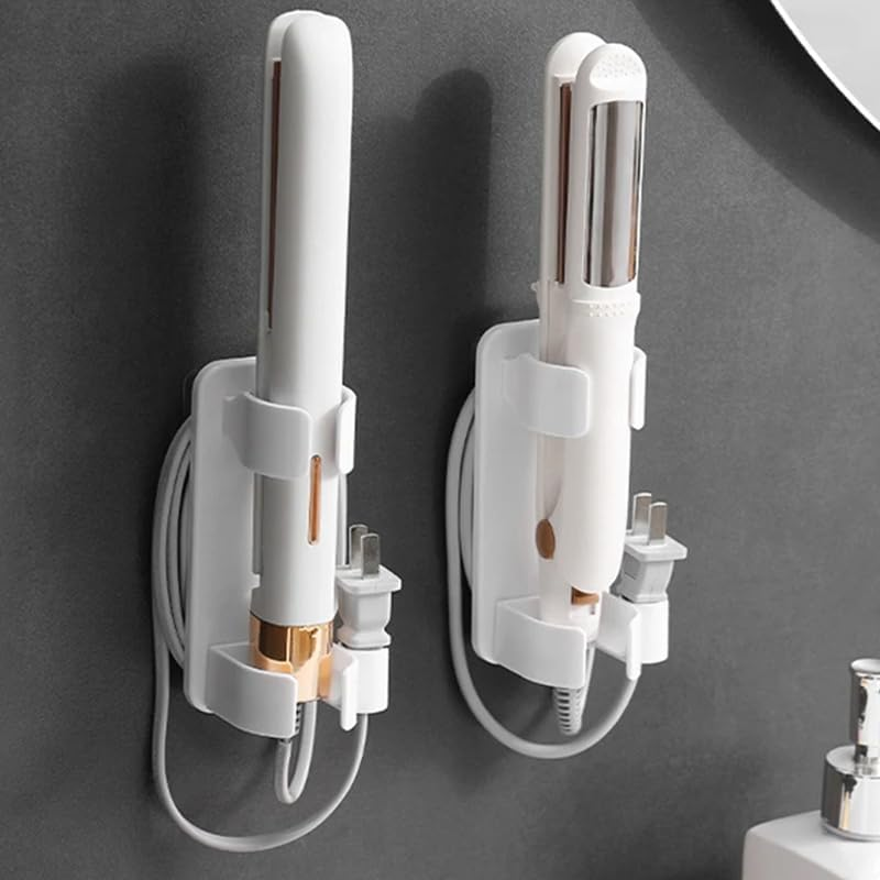 LAKYMIE Pack of 2 Wall Mount Holder Hair Straightener Hair Dryer Holder Wall Mounted for Curly Hair Sticks Hair Styler Straightener Straightening Brush Hair Straightener image number 4