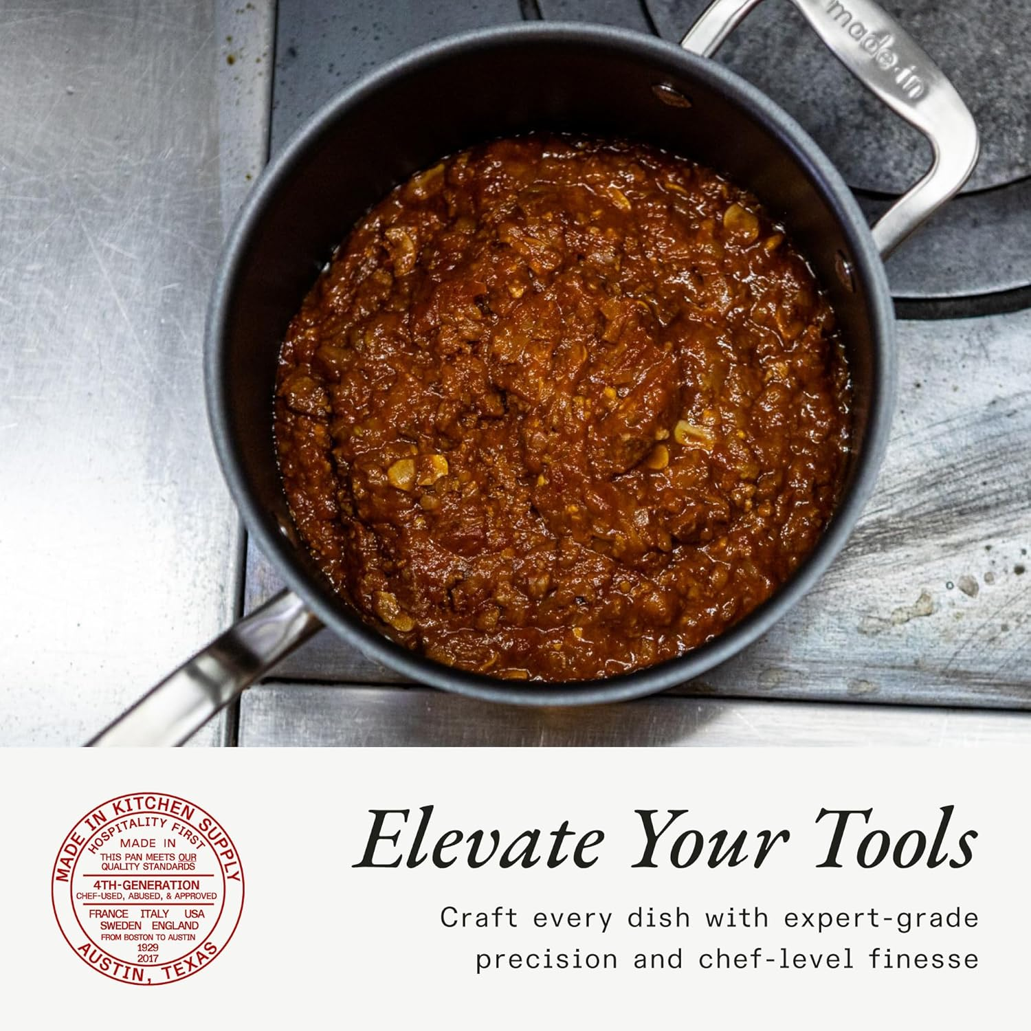 Made in Cookware - Procoat 4 Quart Non Stick Sauce Pan with Lid - Graphite - 5 Ply Stainless Clad Nonstick Saucepan - Professional Cookware - Crafted in Italy - Induction Compatible image number 6