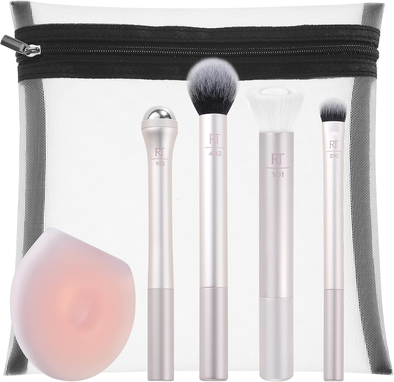 Real Techniques Limited Edition Me Time Makeup Brush and Skin Care Set, 6 Piece Holiday Gift Set, Pink, (4208) image number 3