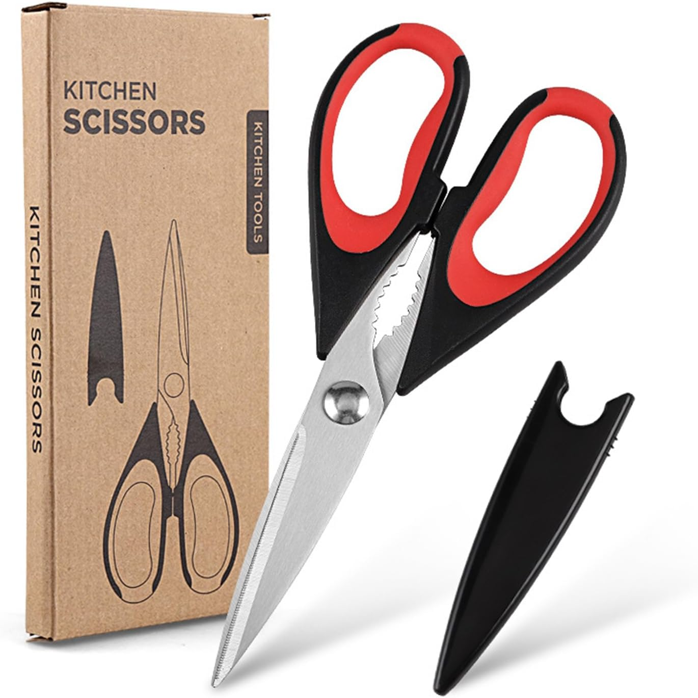 Mumoo Bear 2 Pack Heavy Duty Kitchen Scissors Kitchen Shears with Serrated Blade, Ergonomic Handle - for Poultry, Herbs, Vegetables image number 6
