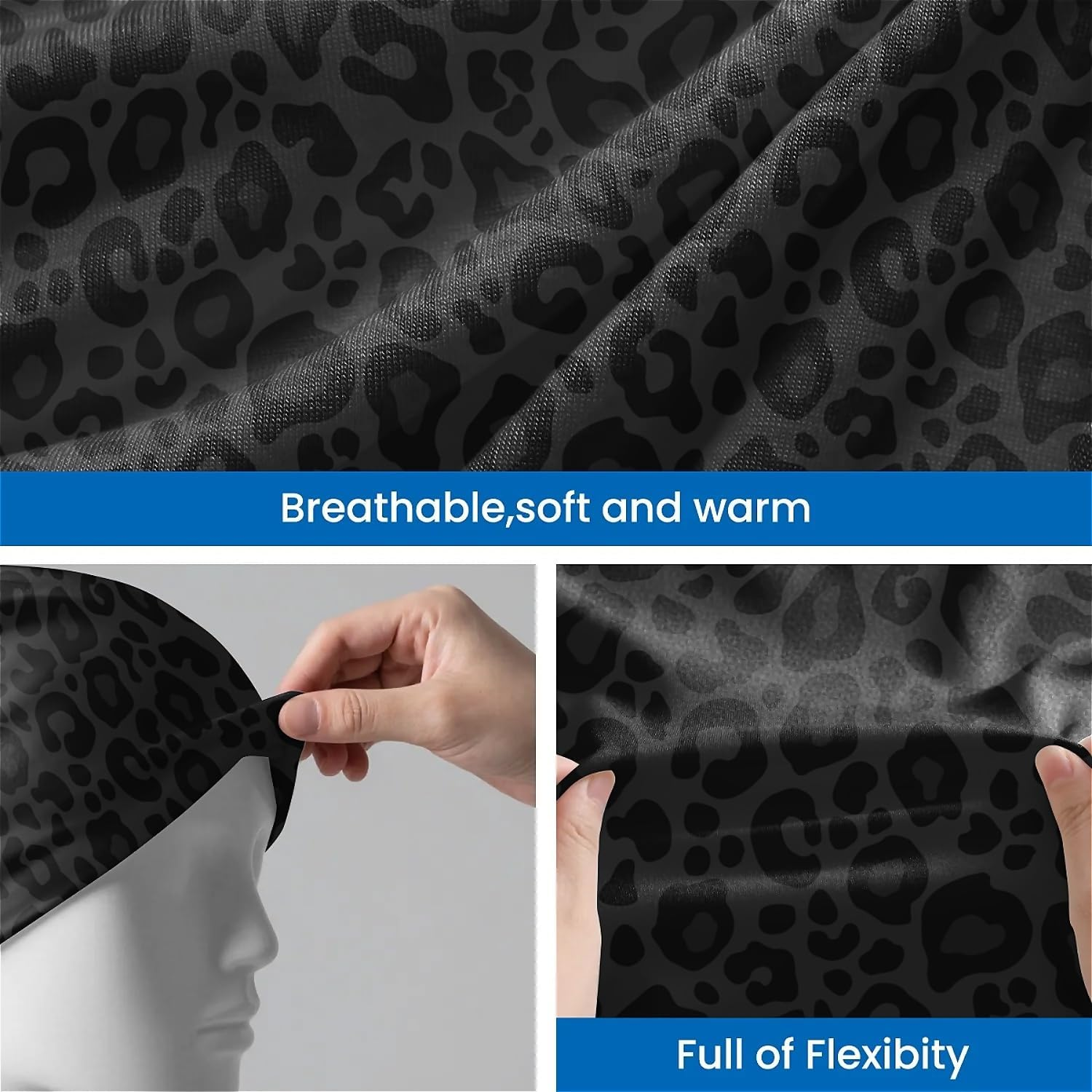 Floral Dog Womens Slouchy Beanie Cotton Chemo Caps Cancer Headwear Hats Turban Baggy Skull Sleep Scarf - Blue Butterfly image number 6