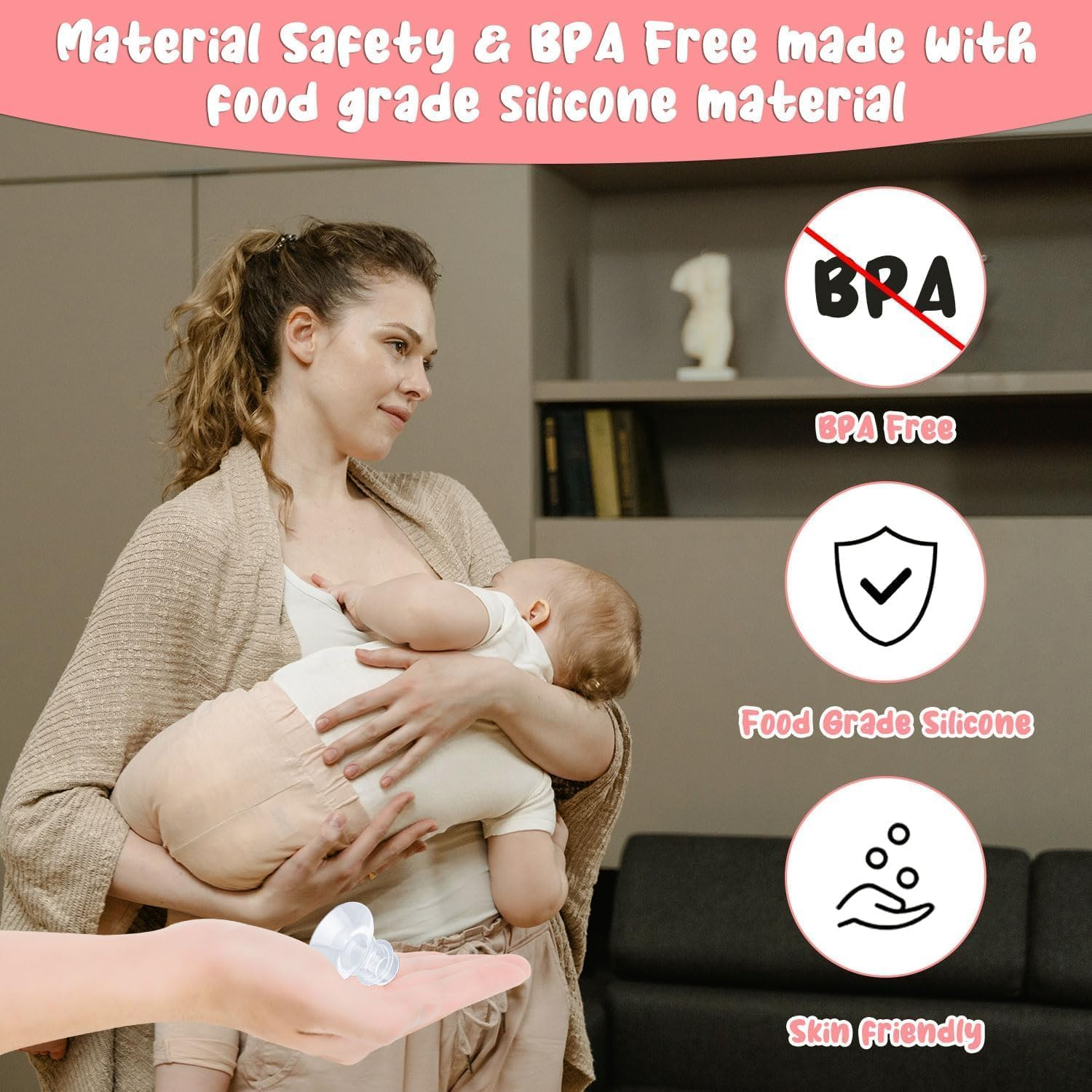 Breast Pump Flange Inserts with Soft Ruler & Nipple Ruler, 5 Sizes (13-21Mm) Silicone Replacements Breast Pump Accessories, Compatible with S1/S2/S9/S10/S12 Spectra & Momcozy Pumps (12 Pcs) image number 6