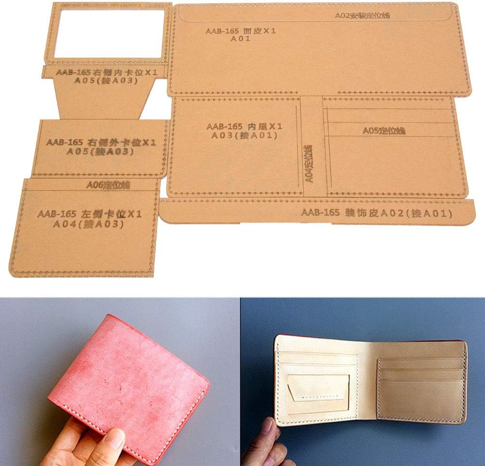 Lightweight Acrylic Wallet Template Stencil for DIY Leather Crafts. 1:1 Ratio. Weather Resistant. High Transparency. Suitable for Various Wallet Making Projects image number 4