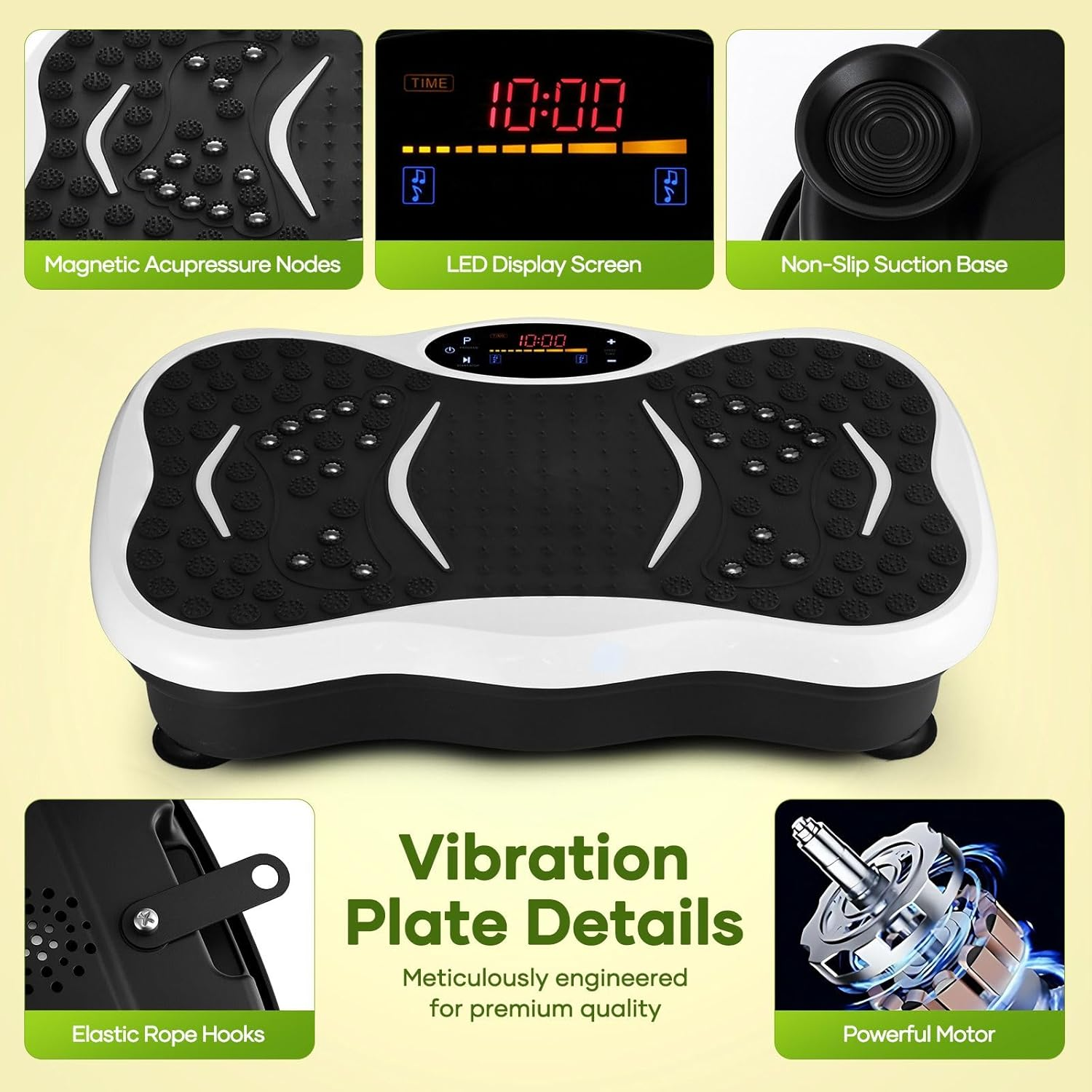 GNEKI Vibration Plate Exercise Machine, Vibrating Fitness Platform for Lymphatic Drainage, Full Body Shaker Workout Equipment Shaping Vibrate Plate, Board Sport for Home Exercise Gym