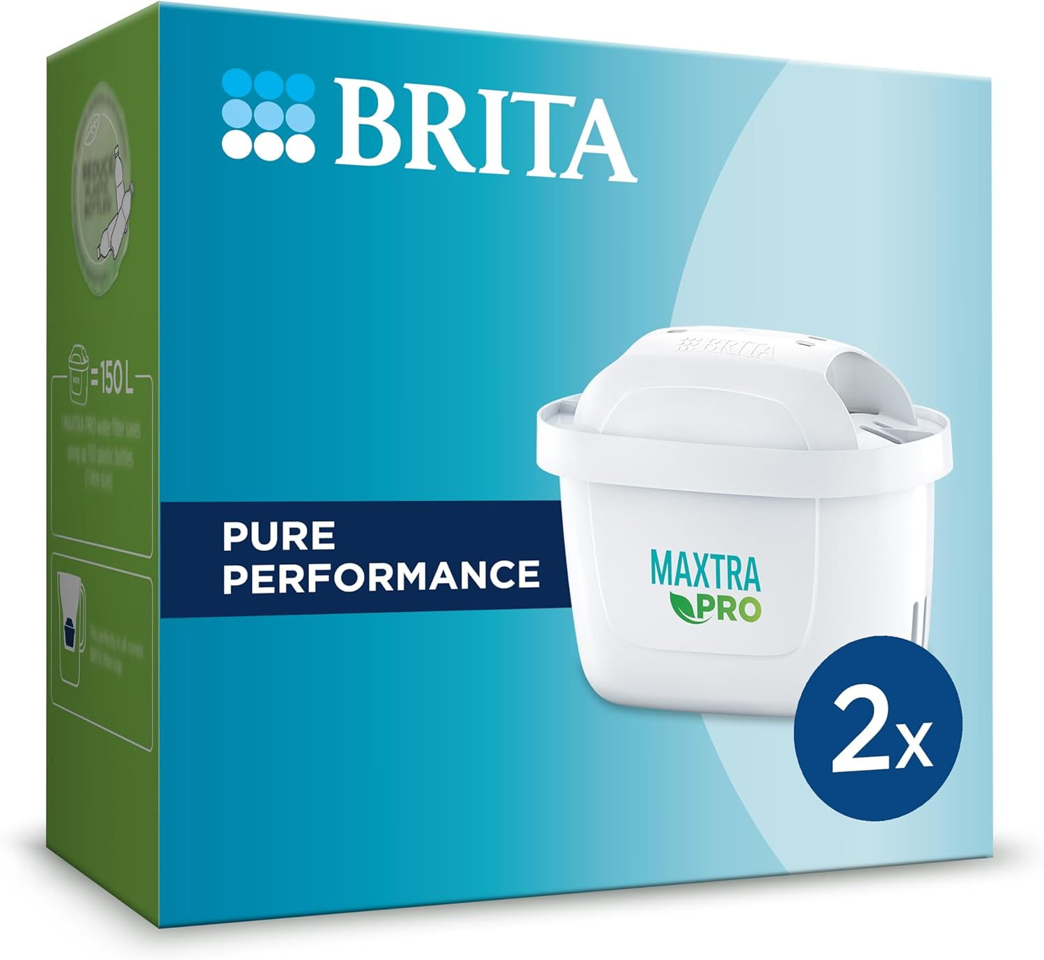 BRITA MAXTRA PRO Pure Performance Water Filter Cartridges, Reduces Chlorine and Limescale, Fits All MAXTRA Jugs and Flow Systems, Bio-Based Plastic, 2 Pack image number 6