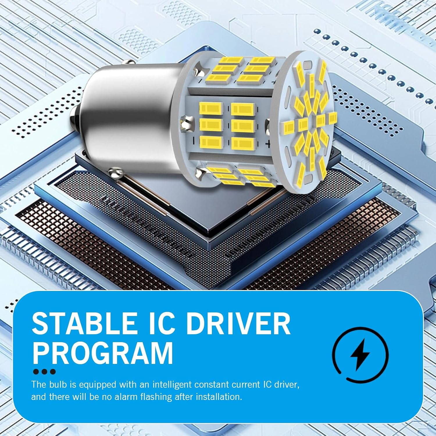 Waswale 2 PCS 1156 LED Bulb Reversing Light, Single Contact 6800K Super Bright Turn Signal Bulb, 1141 1003 7506 BA15S Bulb, Universal for Most Cars (White) image number 4