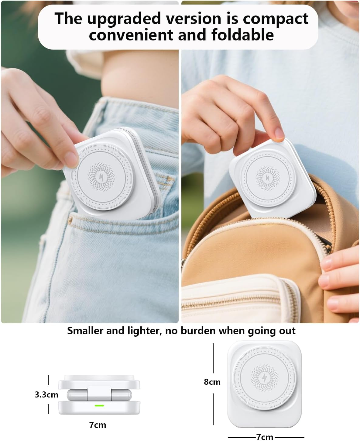 3 in 1 Wireless Charger,Magnetic Foldable Fast Wireless Charger Station Compatible with Iphone 15/14/13/12/Pro/Plus/Pro Max,5W for Apple Watch 9/8/7/6/5/4/3/2/Se/Ultra 2, Airpods 3/2/Pro (White) image number 4