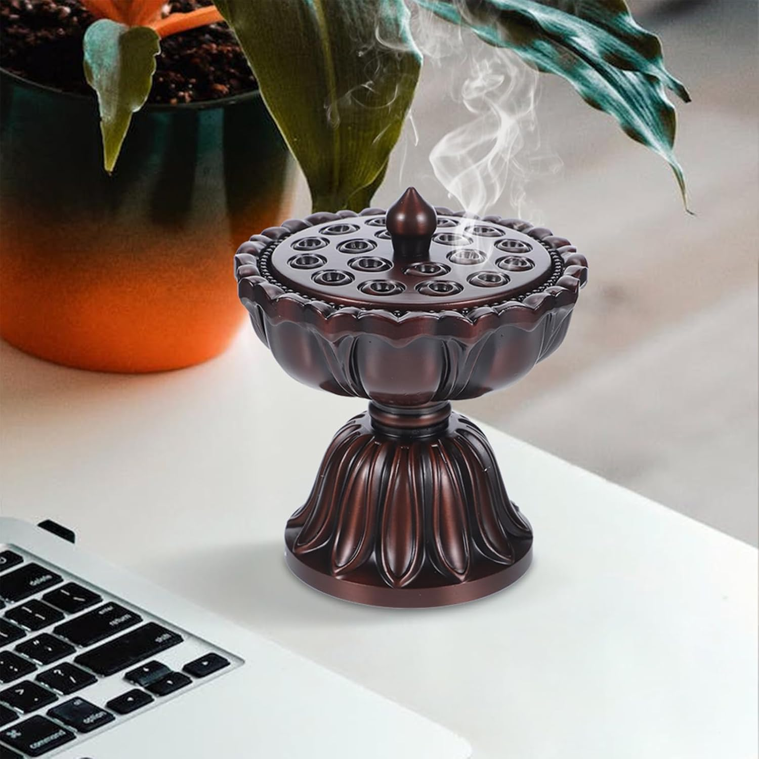 STOBAZA Unique Incense Burner Lotus Shaped Incense Holder Coils Aromatherapy Decor image number 3